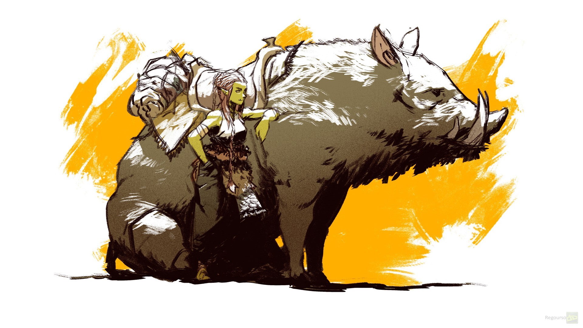 fantasy art, boars, digital art, 1080P, HD Wallpaper