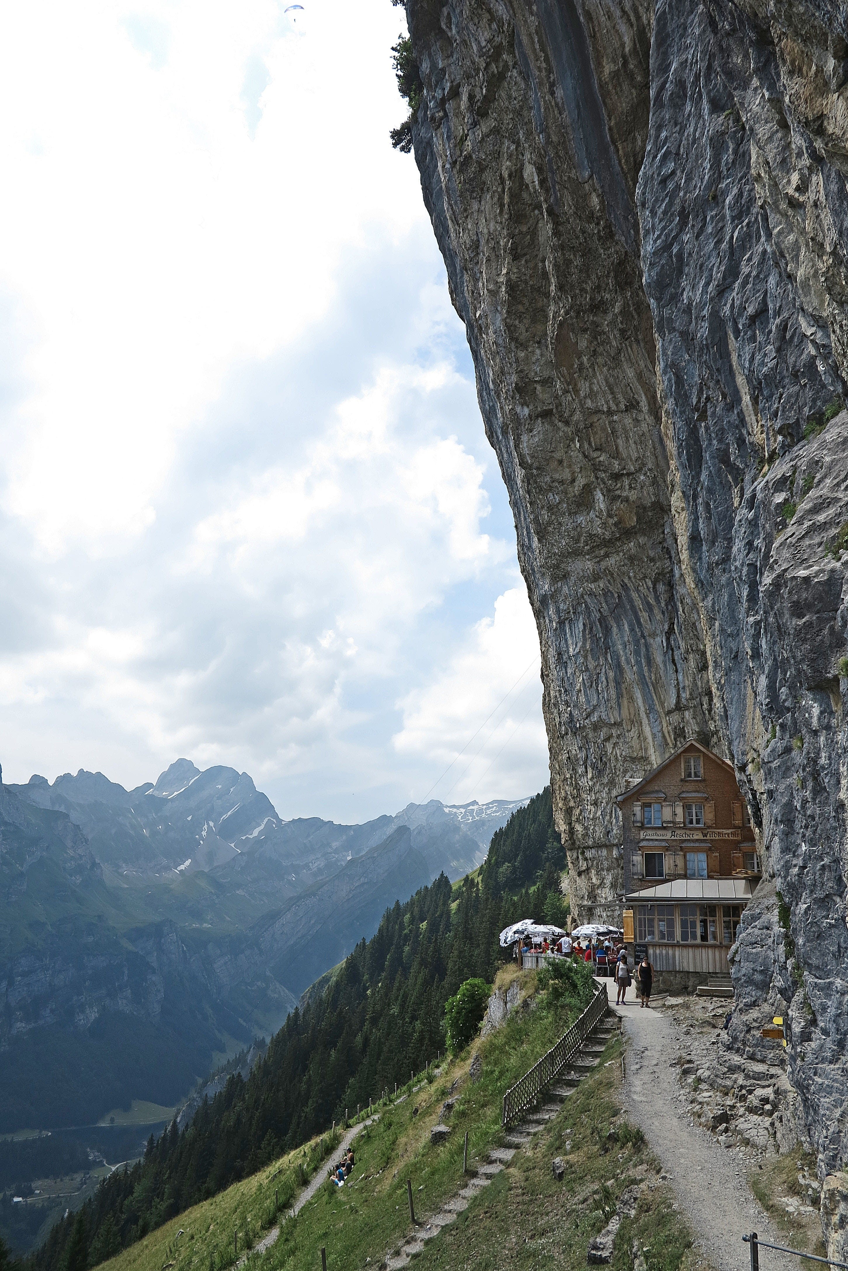 beauty in nature, mountain, built structure, landscape, tree, nature, building exterior, architecture, cloud - sky, building, 4K, mountain range, switzerland, Phone HD Wallpaper