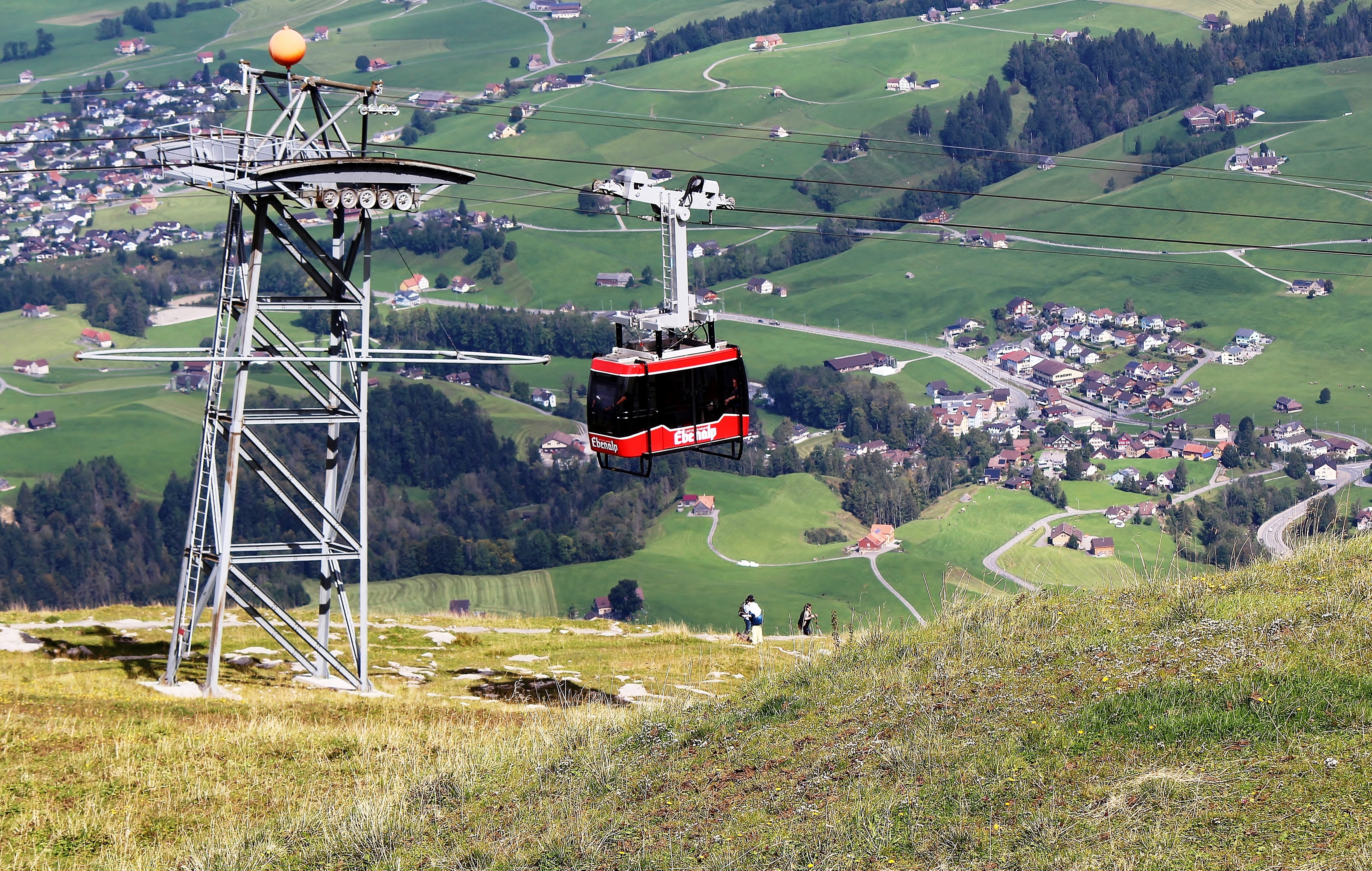 view, land, scenics - nature, mountain, plant, cable car, tree, non-urban scene, environment, green color, switzerland, built structure, landscape, architecture, HD Wallpaper