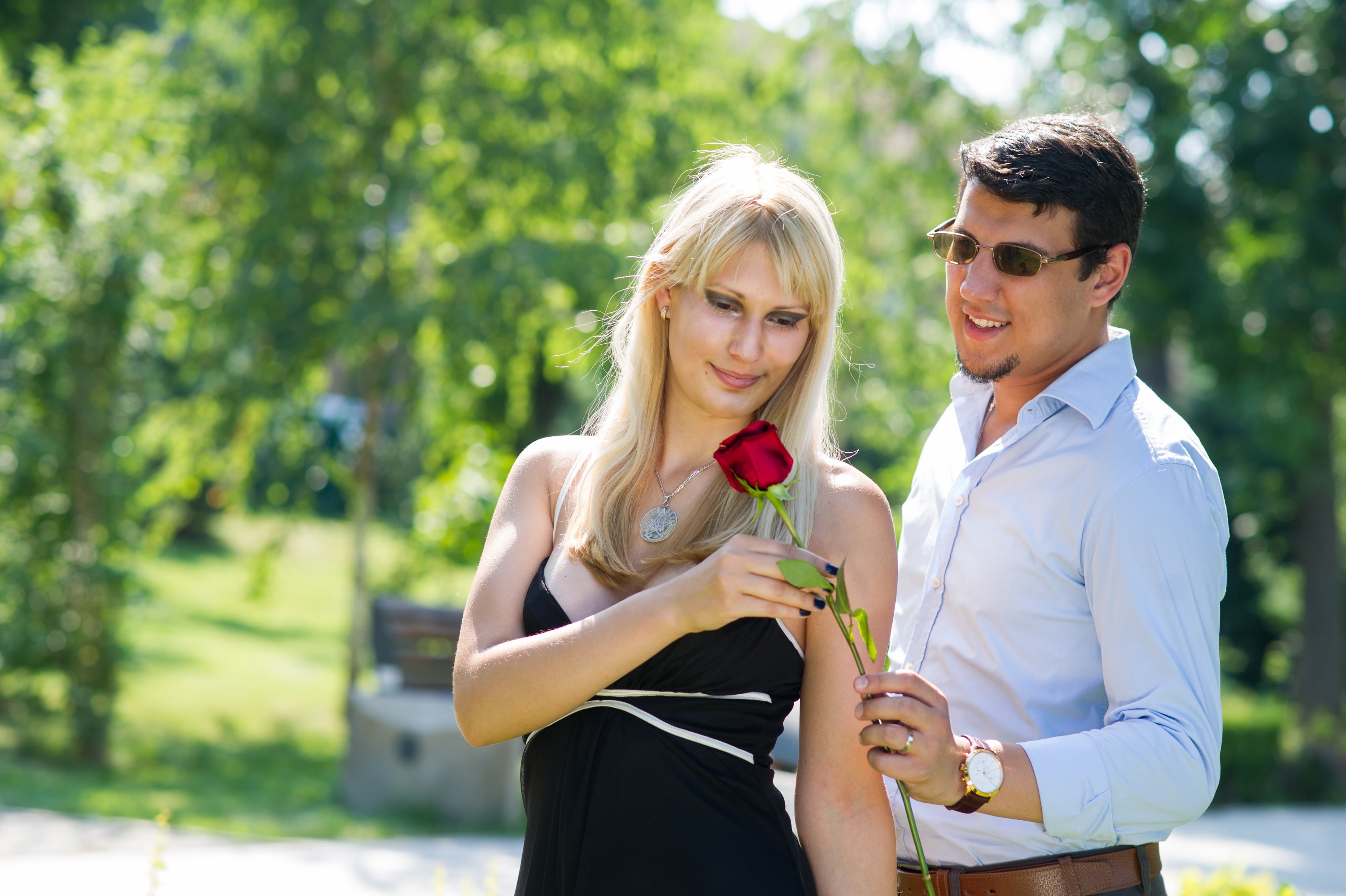 romance, couple - relationship, sunglasses, glasses, female, 4K, two people, fashion, happy young couple, waist up, young couple in love, happiness, adult, HD Wallpaper