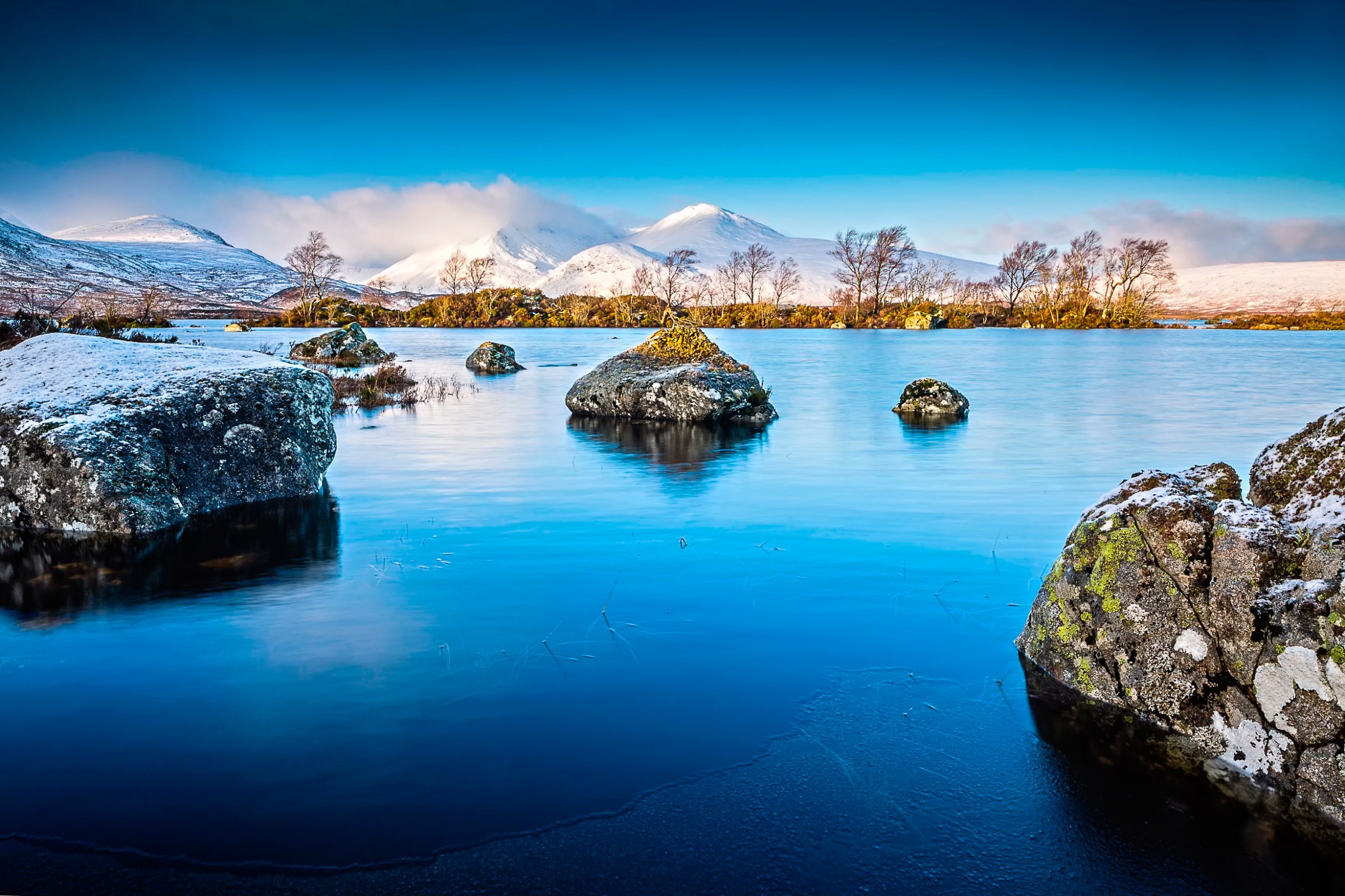 ice, 1080P, The Lochan, lake, mountains, stones, HD Wallpaper