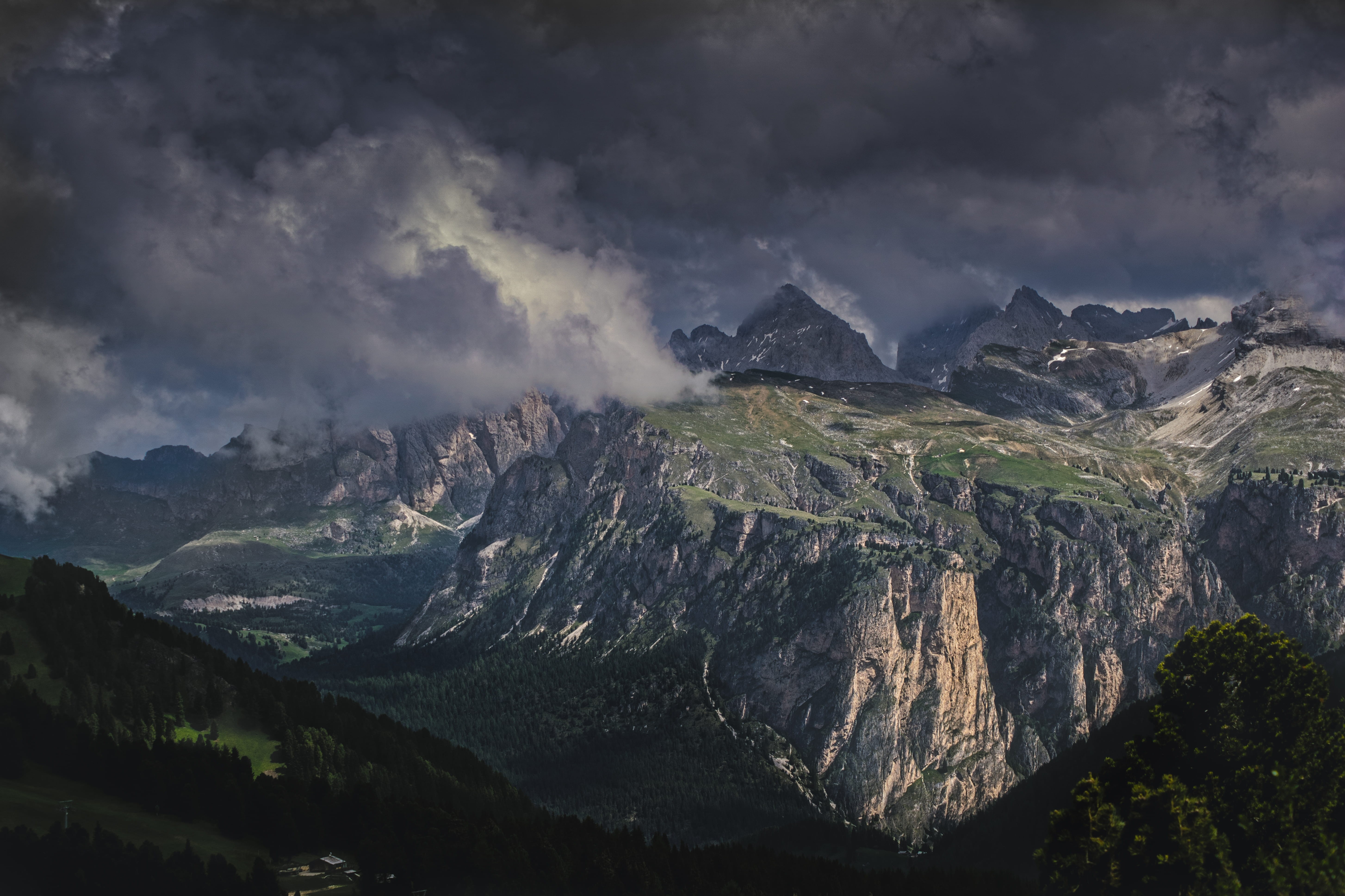 blue, outside, stormy, scenics, cliff, sky, snow, mountain, eye, austria, green Color, mountain Range, alto Adige, cumulus, famous Place, europe, peak, HD Wallpaper