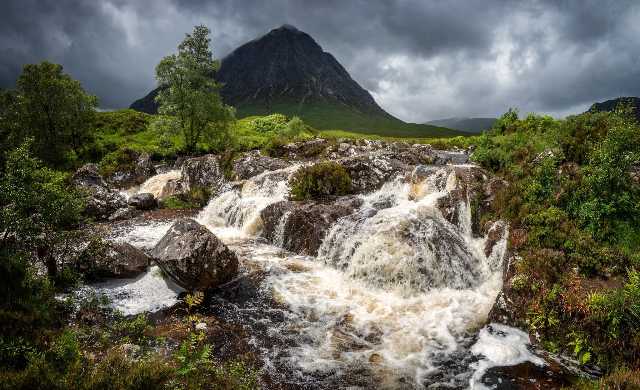 waterfall, river, Scotland, Glen Etive, 1080P, HD Wallpaper