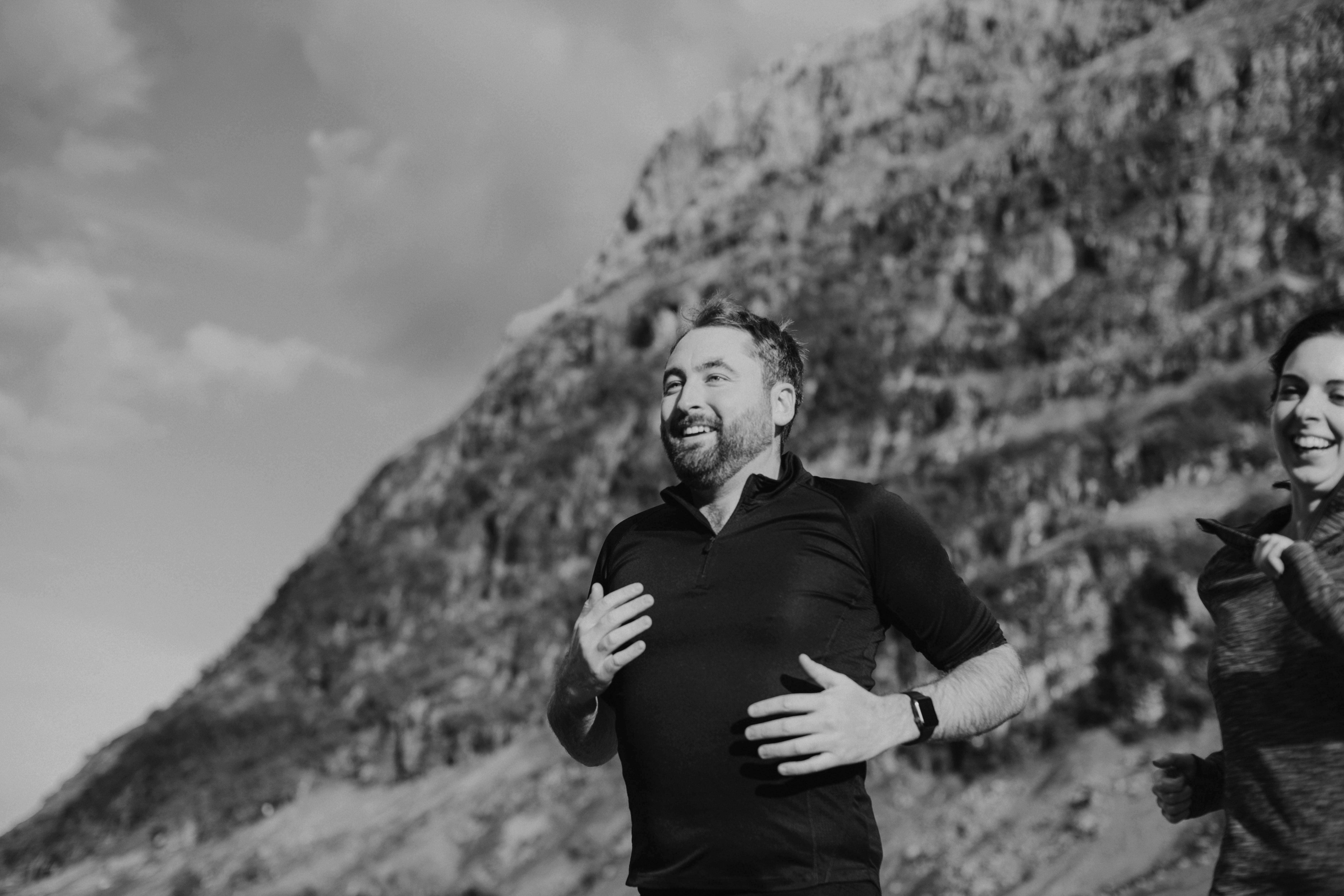 park, rock - object, healthy, adult, mouth open, leisure activity, fun, portrait, ballachulish, endurance, rock, day, natural, black-and-white, leisure, HD Wallpaper