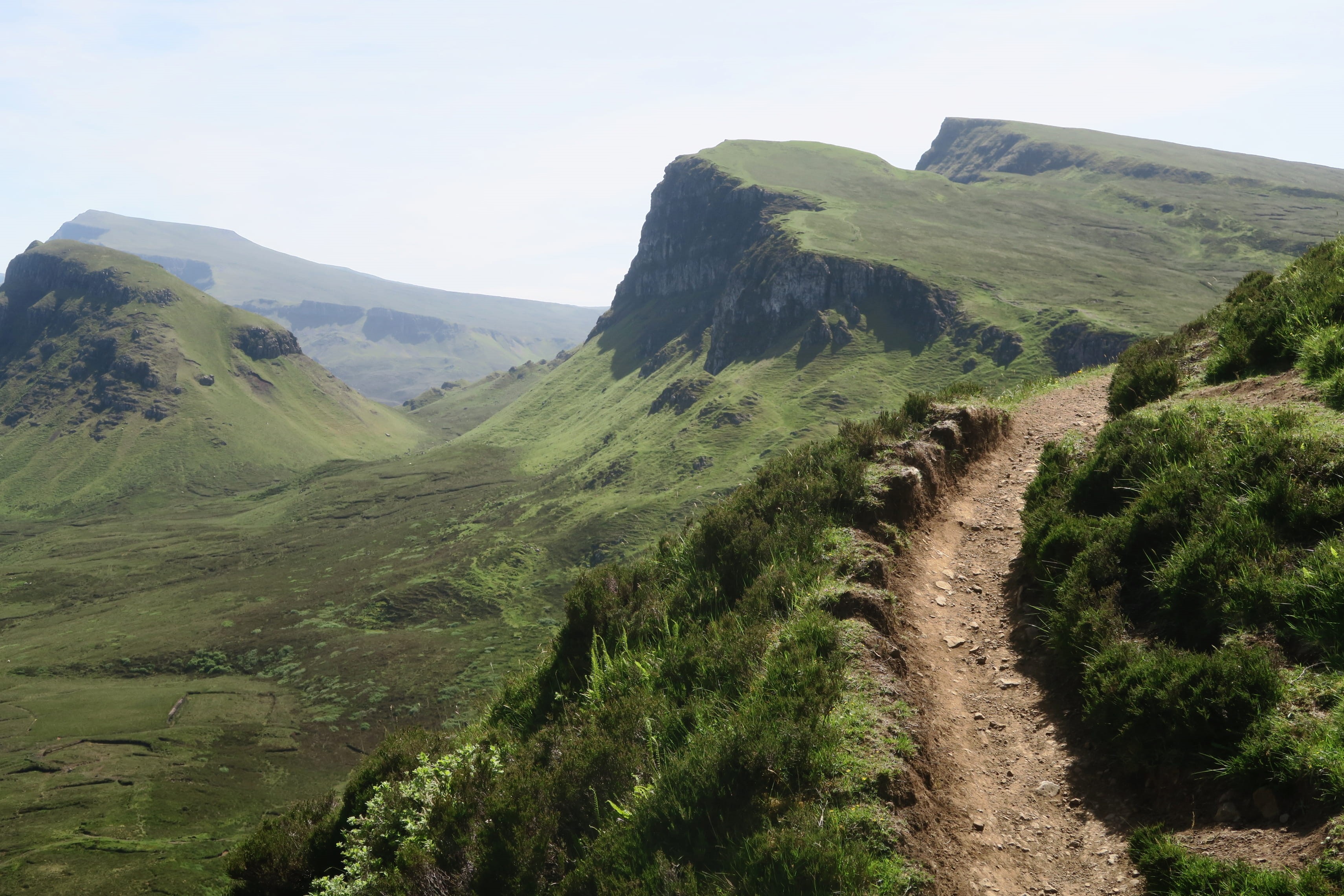 beauty in nature, scenics - nature, walk, 2K, nature, portree, green color, quiraing, environment, path, hike, tranquility, landscape, sky, beautiful, HD Wallpaper