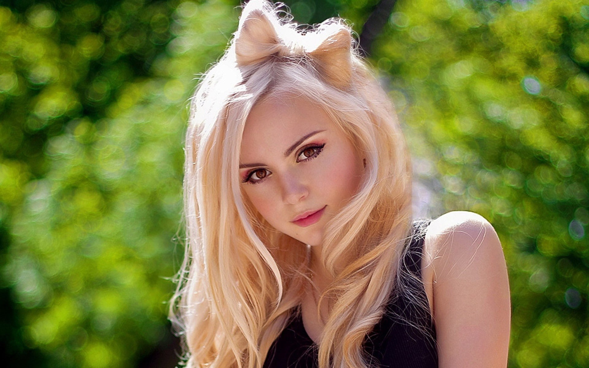 blondes, reda, women, katrin, faces, hd, bowtie, people, 1080P, x, art, girl, HD Wallpaper