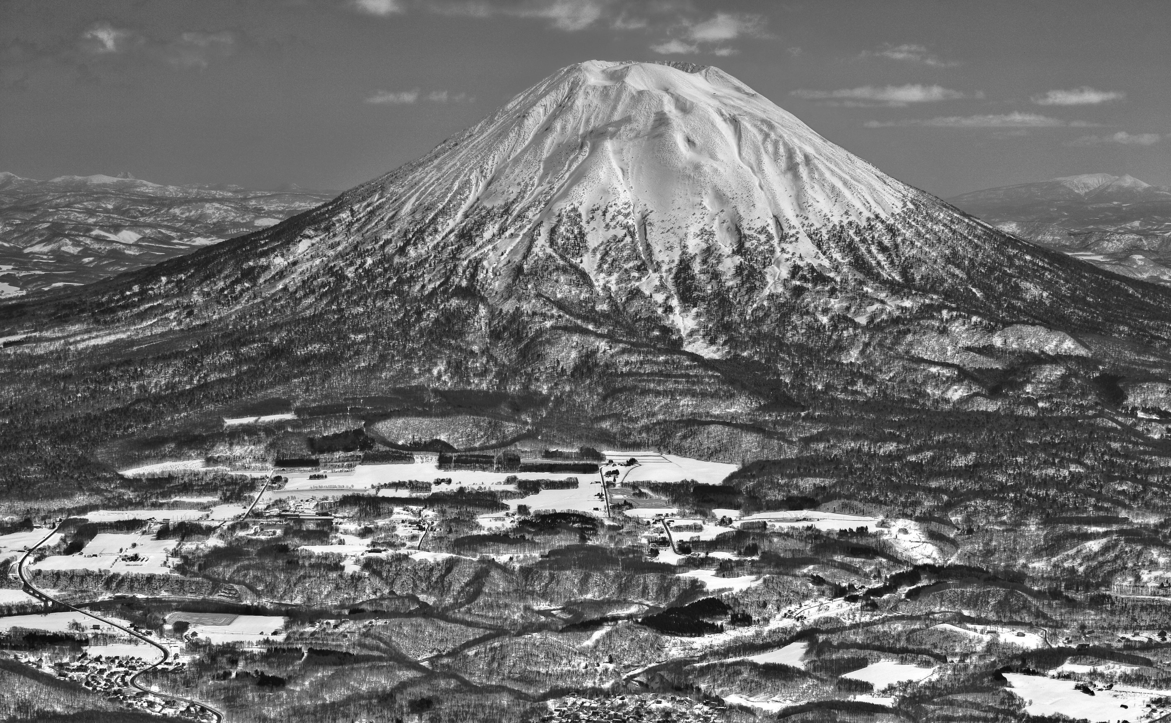 outdoors, nikond700, d700, Black and White, mountyotei, mount, hokkaido, blackandwhite, snowcapped mountain, no people, mountain peak, yotei, black, winter, HD Wallpaper