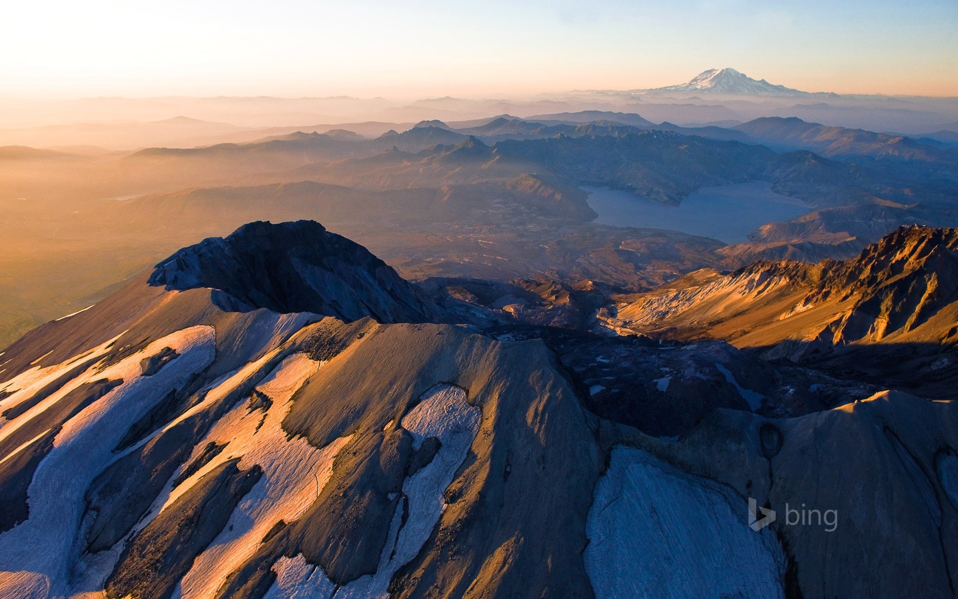 Washington, st, helens, USA, lake, landscape, 1080P, dawn, crater, mountain, black, mount, near, Mount St. Helens, HD Wallpaper