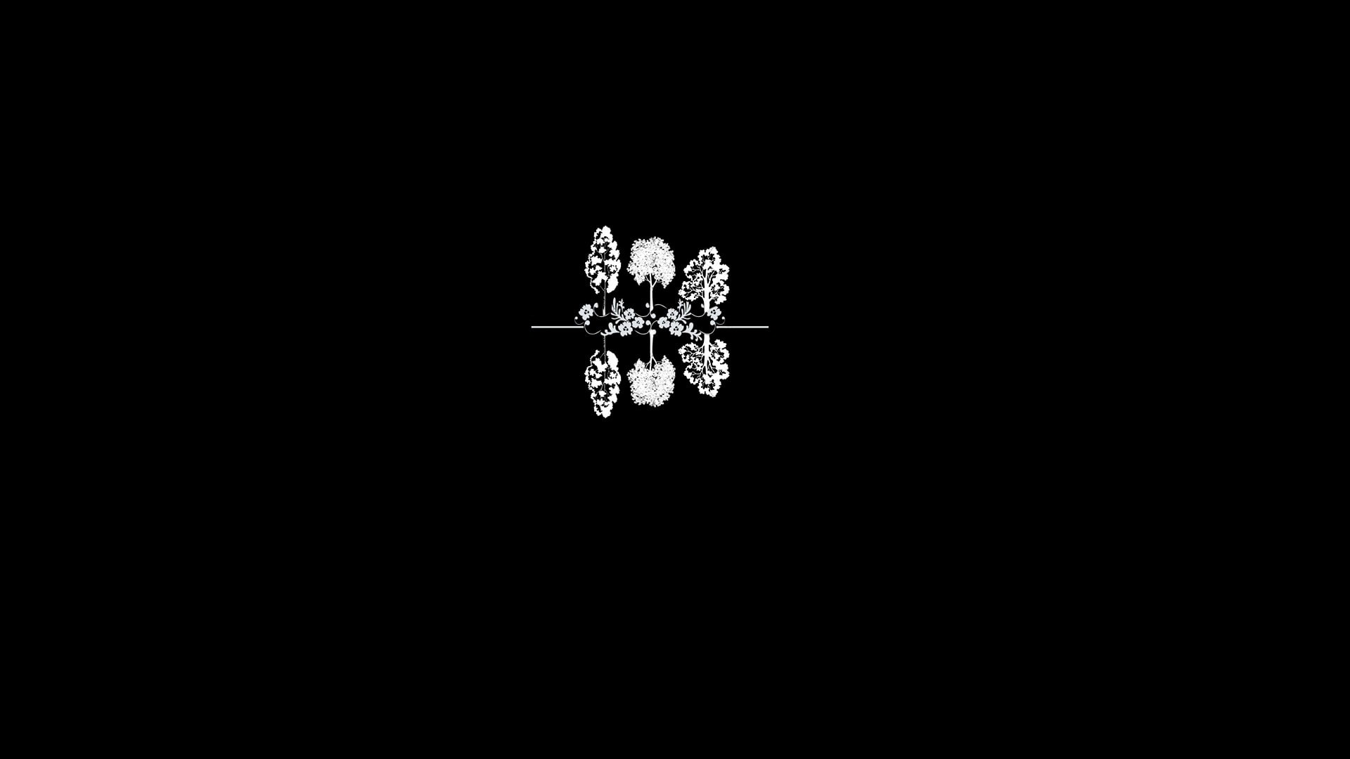 simple background, contour line, minimalism, simple, 1080P, black background, trees, HD Wallpaper