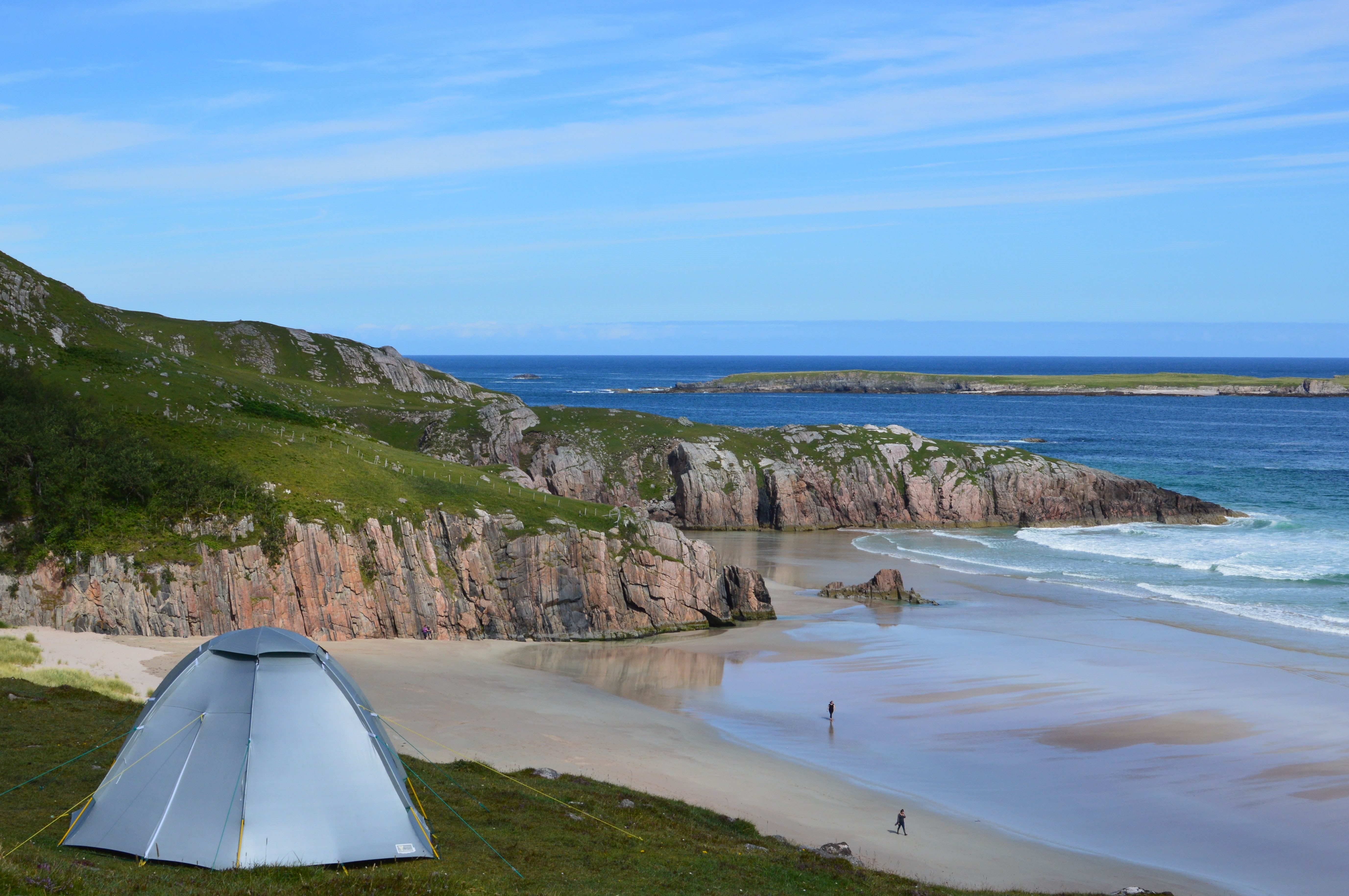 durness beach, gray, north coast 500, 5K, tent, horizon, sky, green, travel, scenics - nature, plant, wild camping, tranquil scene, nature, ceannabeinne beach, HD Wallpaper