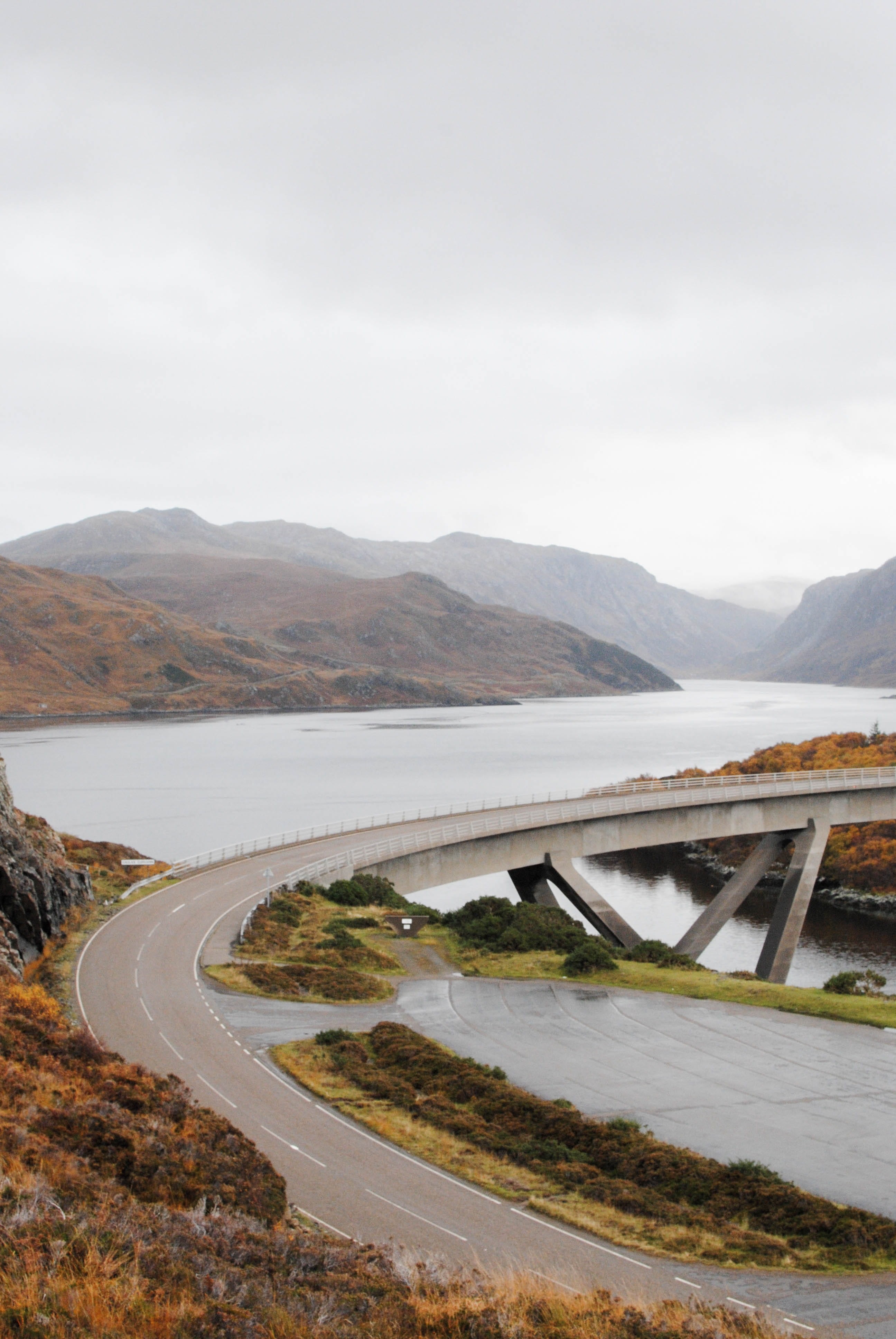 kylesku bridge, mountain, no people, moodygrams, nc500, water, united kingdom, tranquility, nature, sky, outdoors, travel photography, trees, day, explore, Phone HD Wallpaper