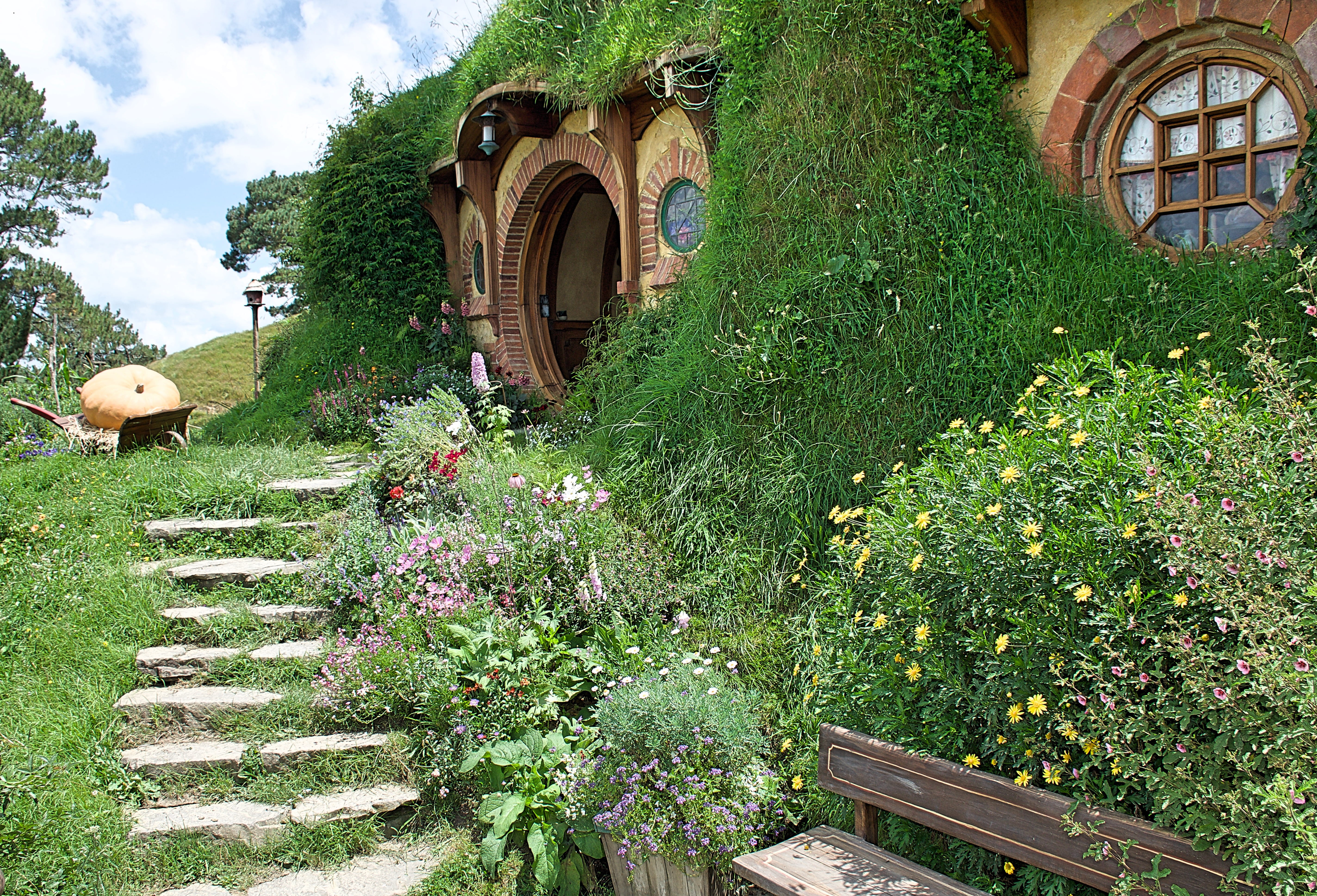 building, one animal, porch, growth, garden, hobbit hole, nature, built structure, no people, arbour, jar, planter, mammal, patio, vase, field, herbivorous, HD Wallpaper