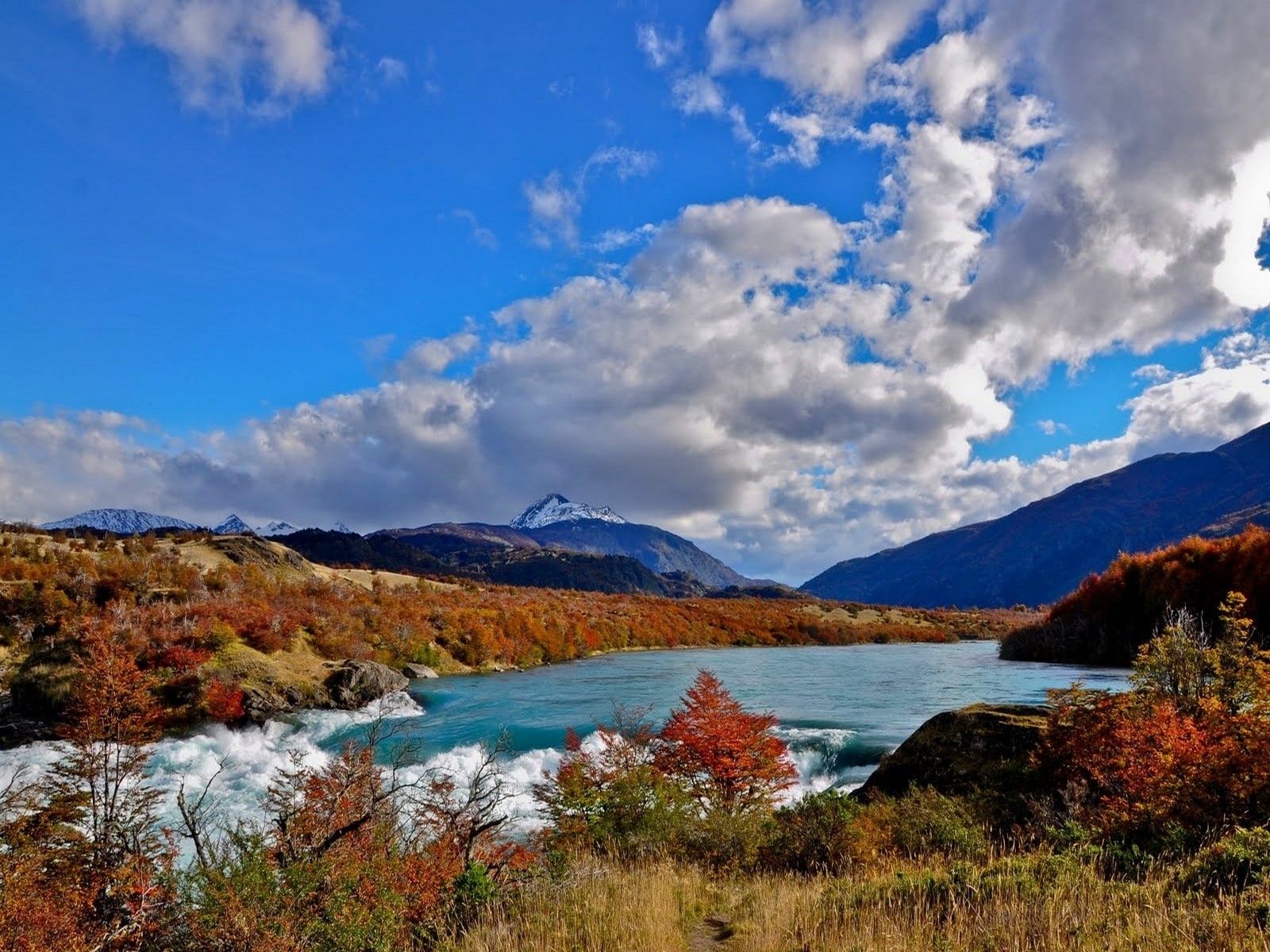 scenics - nature, 720P, blue, tree, water, tranquil scene, tranquility, dry grass, no people, beauty in nature, snowy peak, outdoors, mountain, non-urban scene, HD Wallpaper