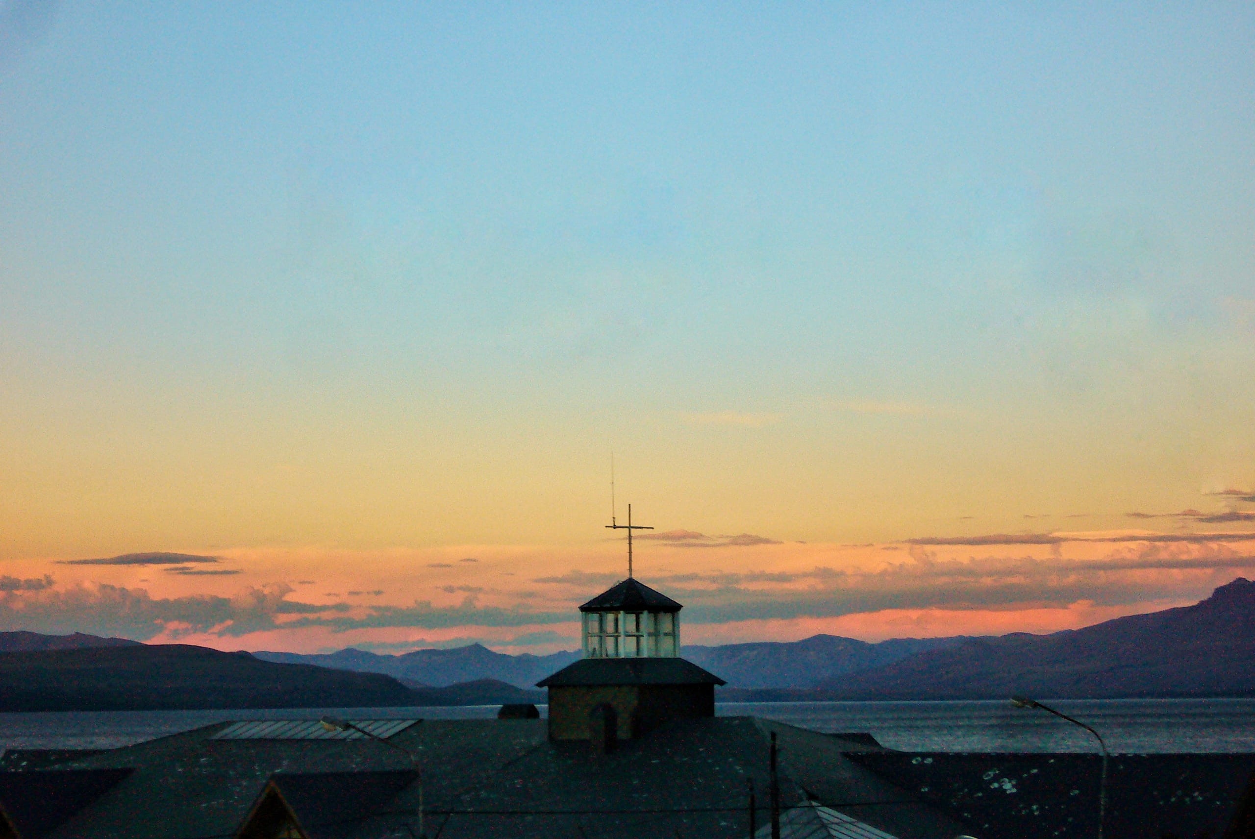 2K, romantic sky, mountain, built structure, spire, architecture, san carlos de bariloche, cloud - sky, sky, scenics - nature, outdoors, building exterior, HD Wallpaper