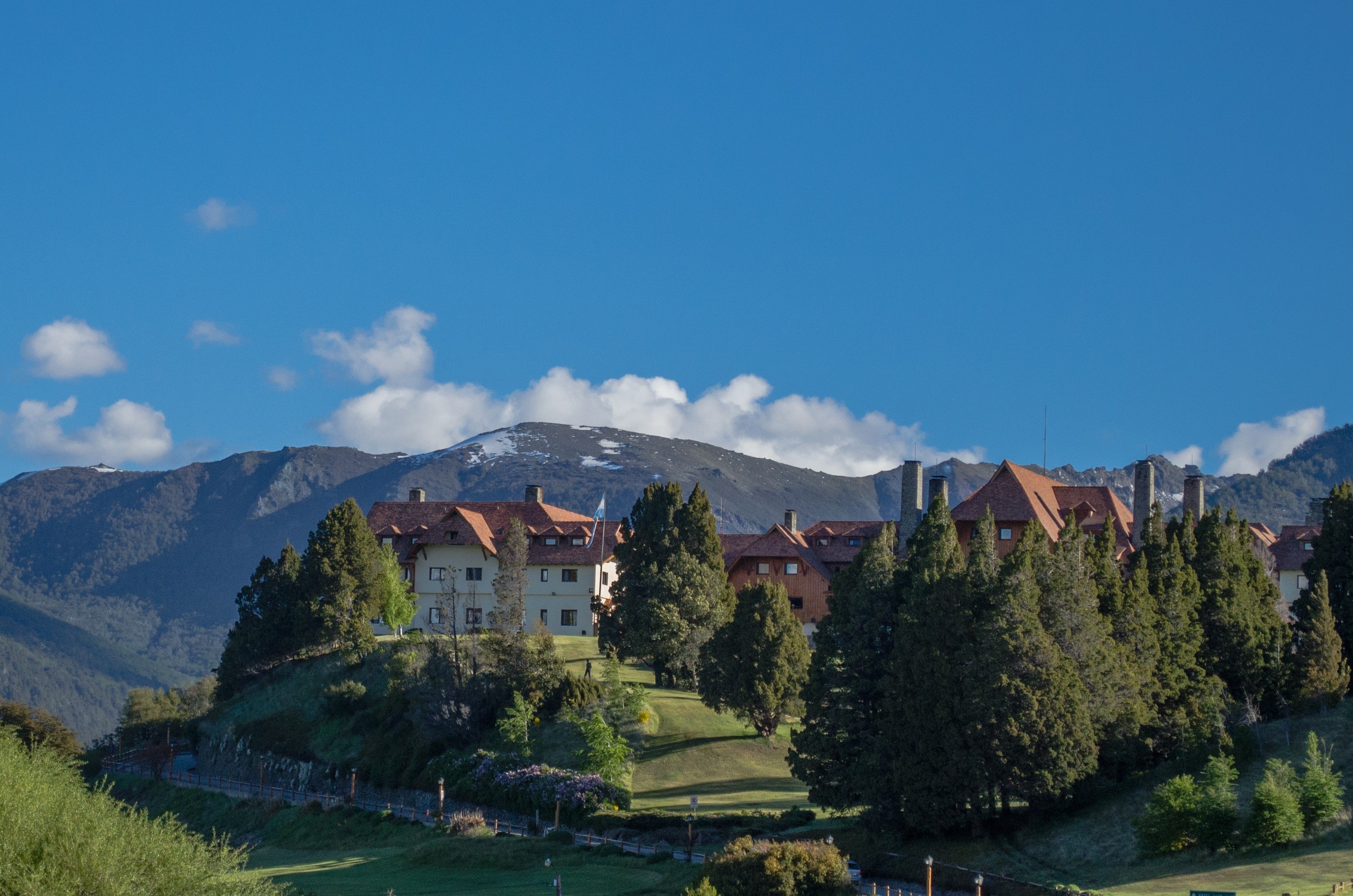 landscape, clouds, outdoors, llao llao, residential district, mountain, architecture, nature, house, mountain range, building exterior, cloud - sky, sky, HD Wallpaper