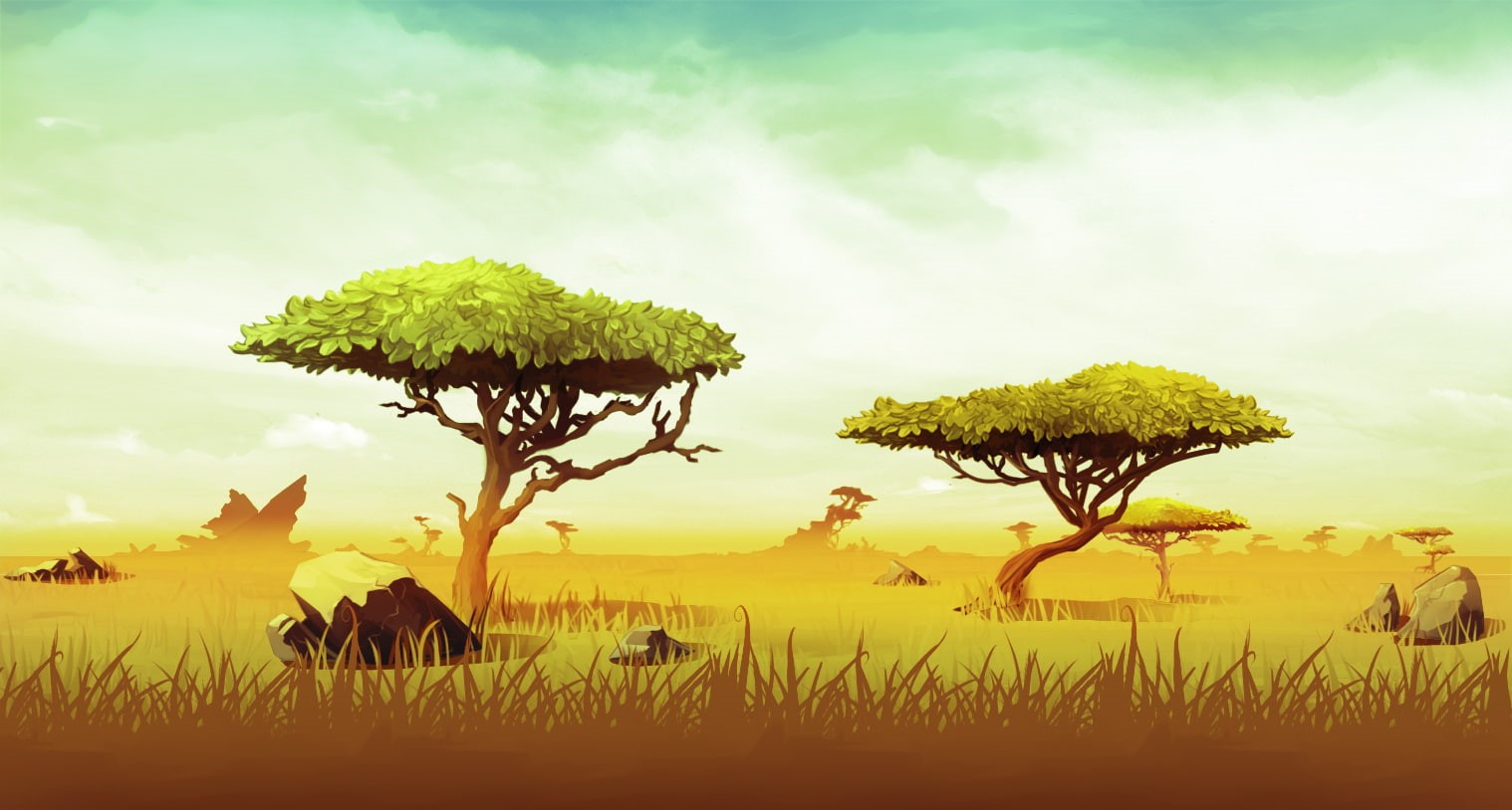 savannah, savanna, desert, grassland, sunset, 720P, HD Wallpaper