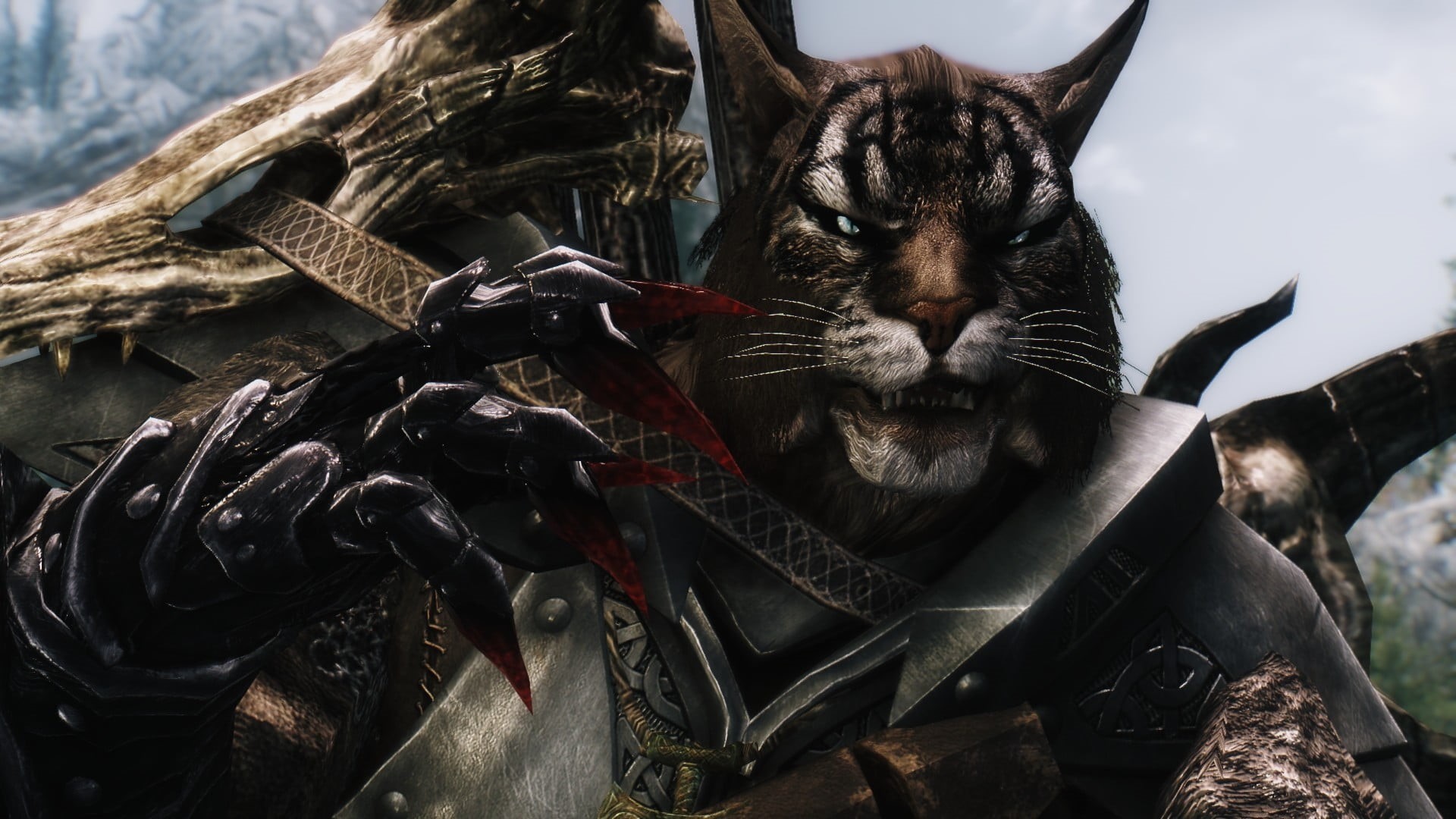 domestic cat, pets, metal, painting, video games, vertebrate, artwork, close-up, domestic, feline, blood, cat, relaxation, one animal, Khajiit, tiger, mammal, HD Wallpaper