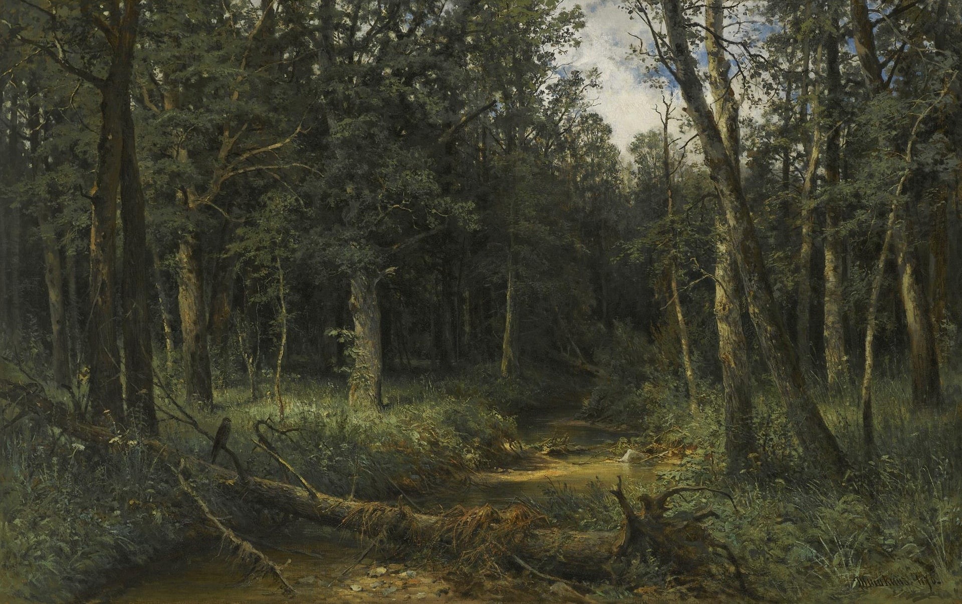 forest, picture, landscape, Ivan Ivanovich Shishkin, 1080P, Dark Wood, HD Wallpaper