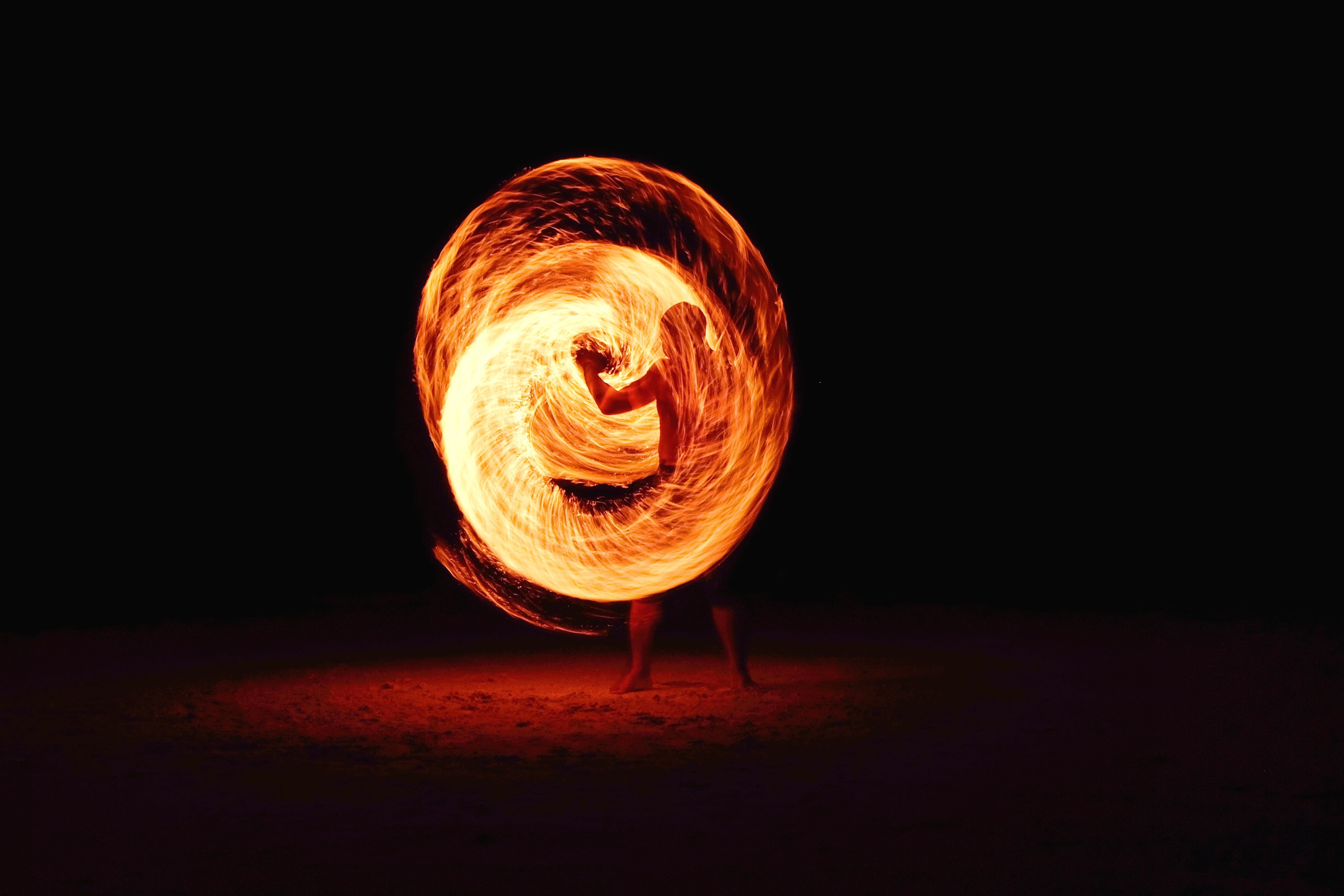 dark, sparks, motion, 4K, lapse, burn, black, sign, long exposure, illuminated, time, heat, glowing, burning, silhouette, night, flame, design, person, HD Wallpaper