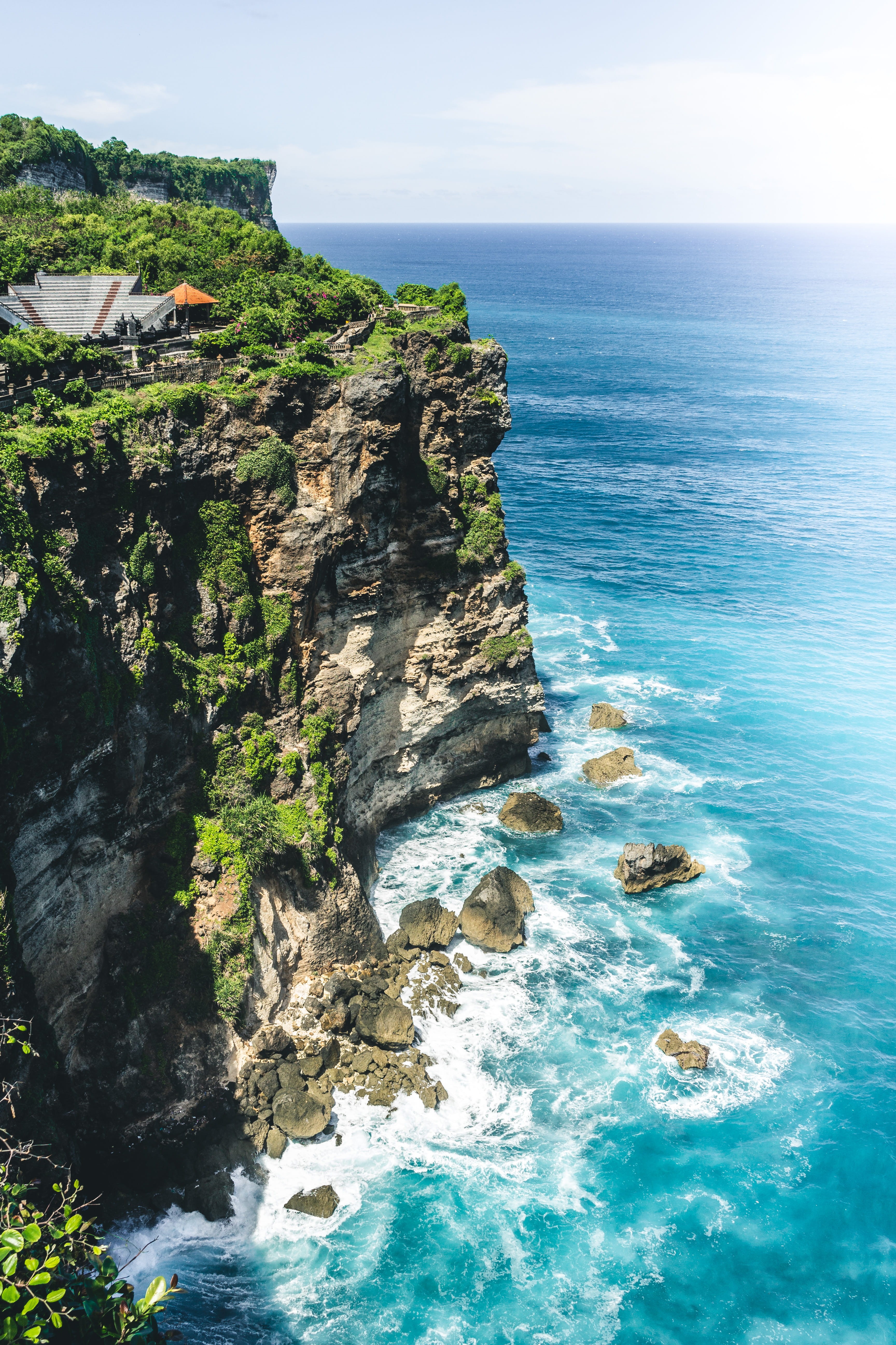 sea, tranquil scene, ocean, island, beach, no people, formation, horizon, rock, uluwatu temple, scenics - nature, nature, beauty in nature, stack rock, Phone HD Wallpaper