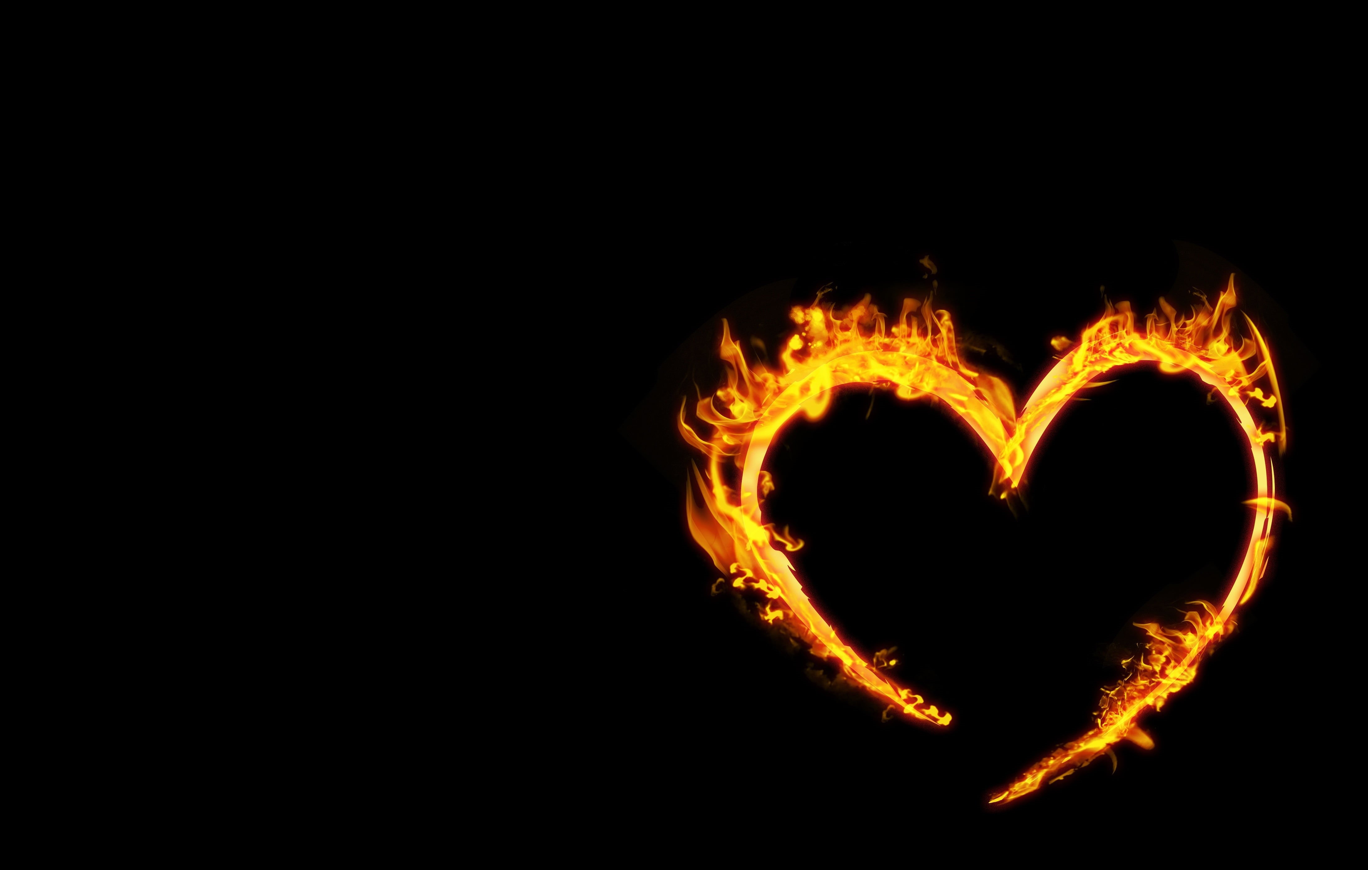 background, flame, heart, burning, fire, 4K, HD Wallpaper