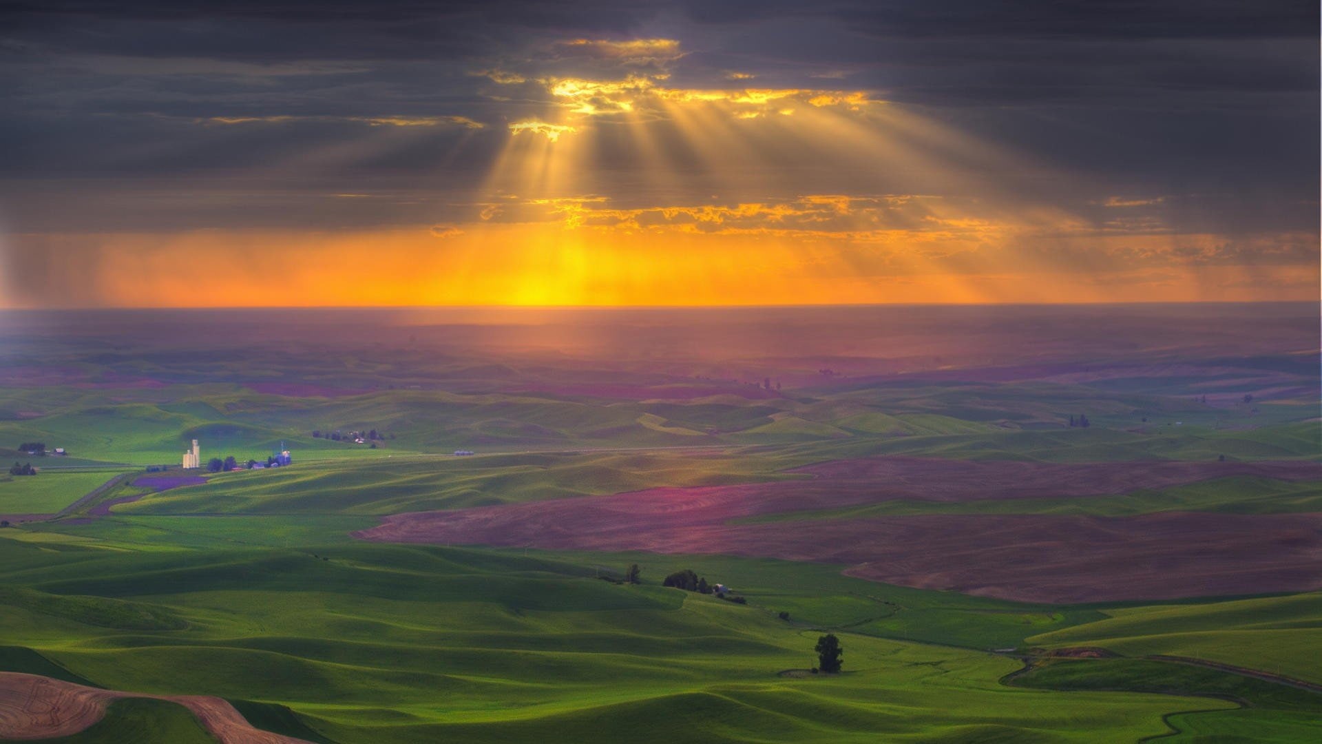 washington, palouse, 1080P, sunbeams, HD Wallpaper