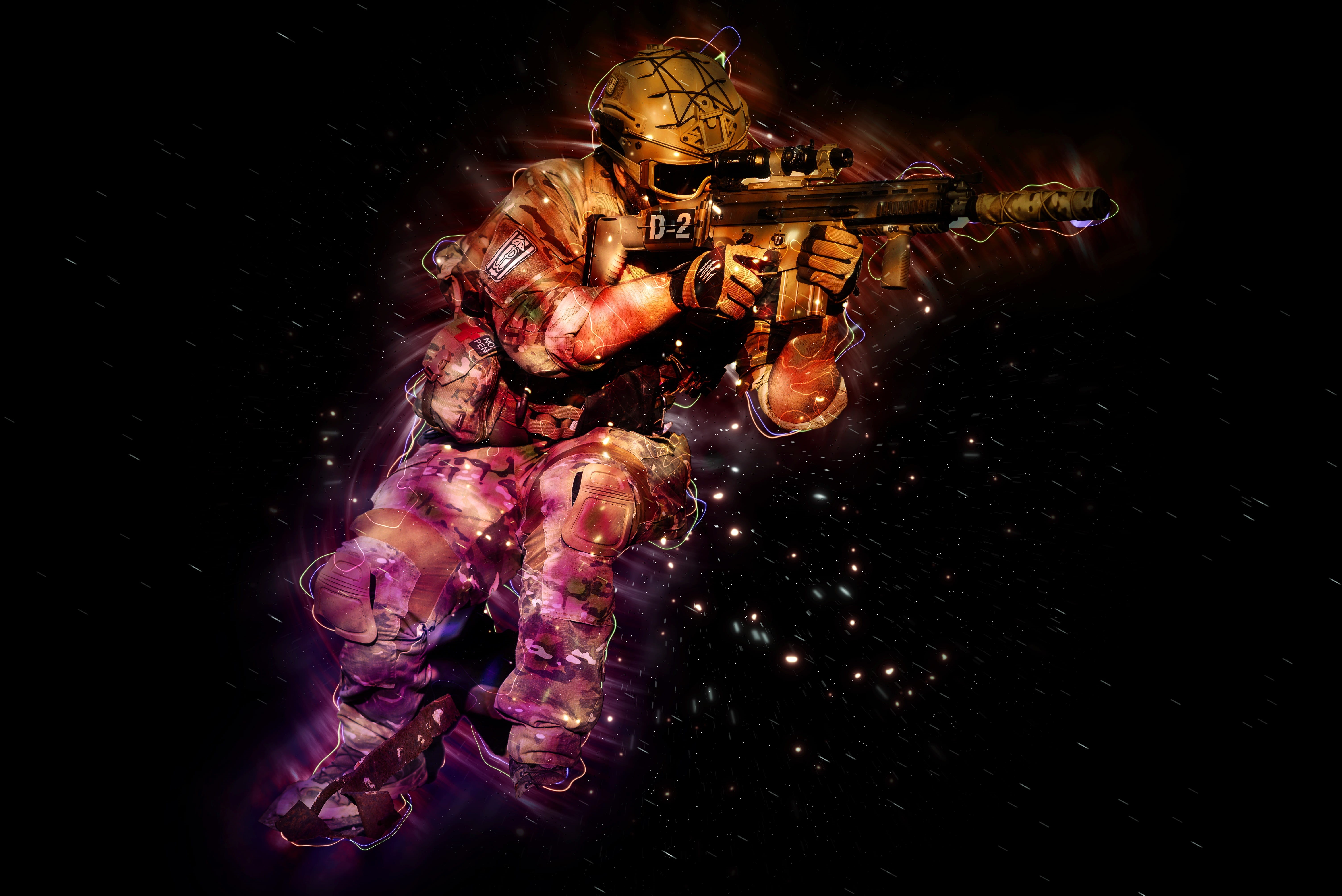 rifle, illuminated, marine, army, motion, indoors, illustration, nature, sport, no people, underwater, wet, military, protection, battle, night, sniper, HD Wallpaper