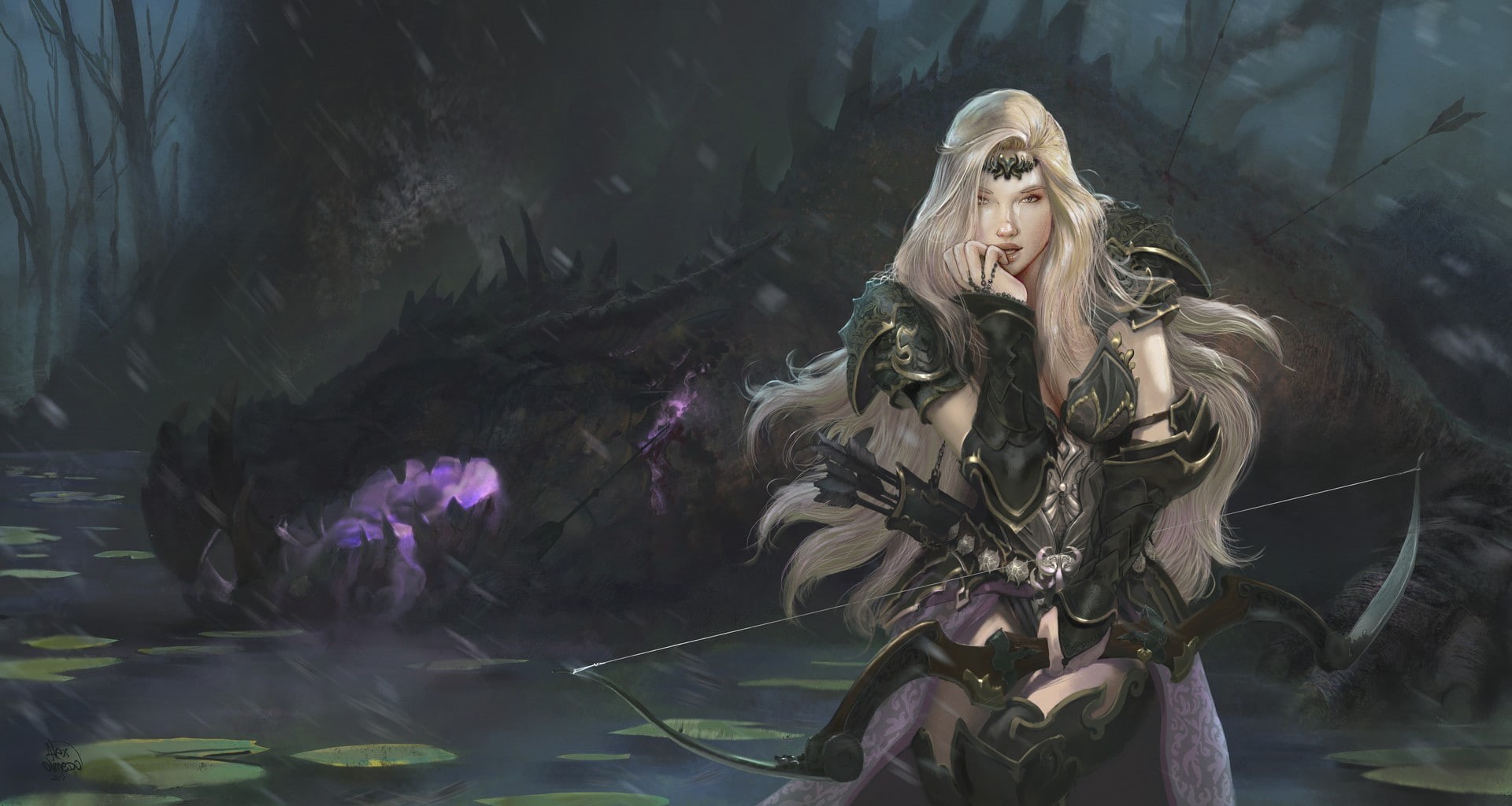 fantasy art, women, digital art, arc, Alejandro Olmedo, blonde, artwork, 1080P, warrior, HD Wallpaper