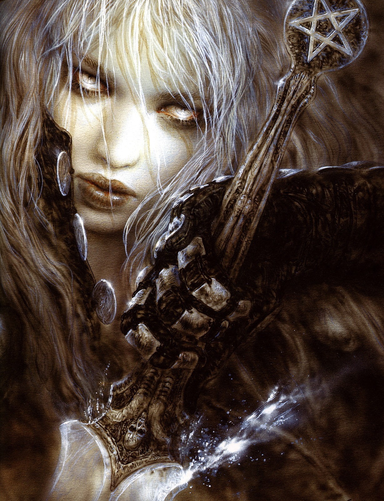 women, fantasy art, gloves, Luis Royo, Malefic time, sword, 720P, Phone HD Wallpaper