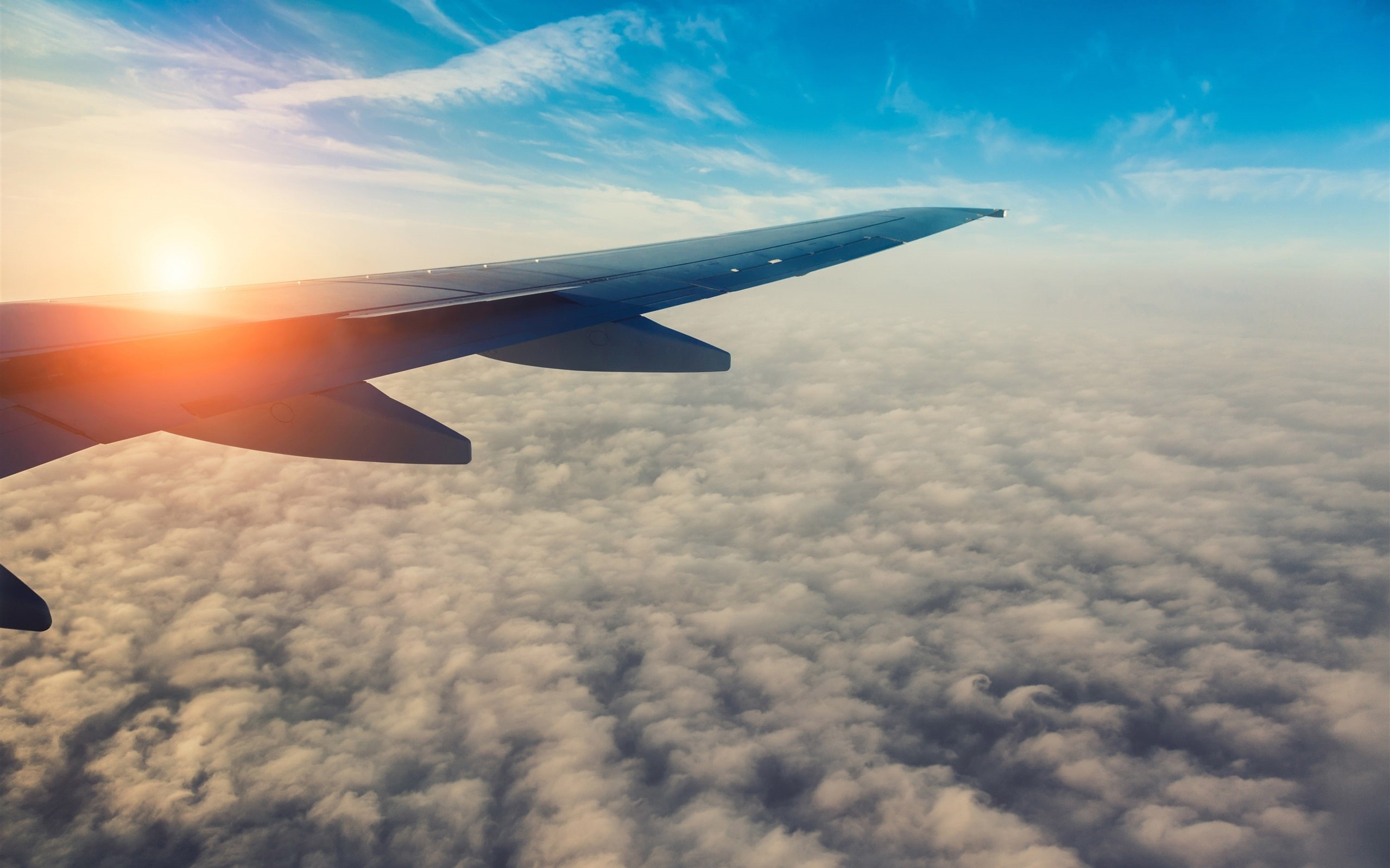 Wing, Clouds, 2K, Aircraft, Sky, Passenger, Sun, Airplane, HD Wallpaper