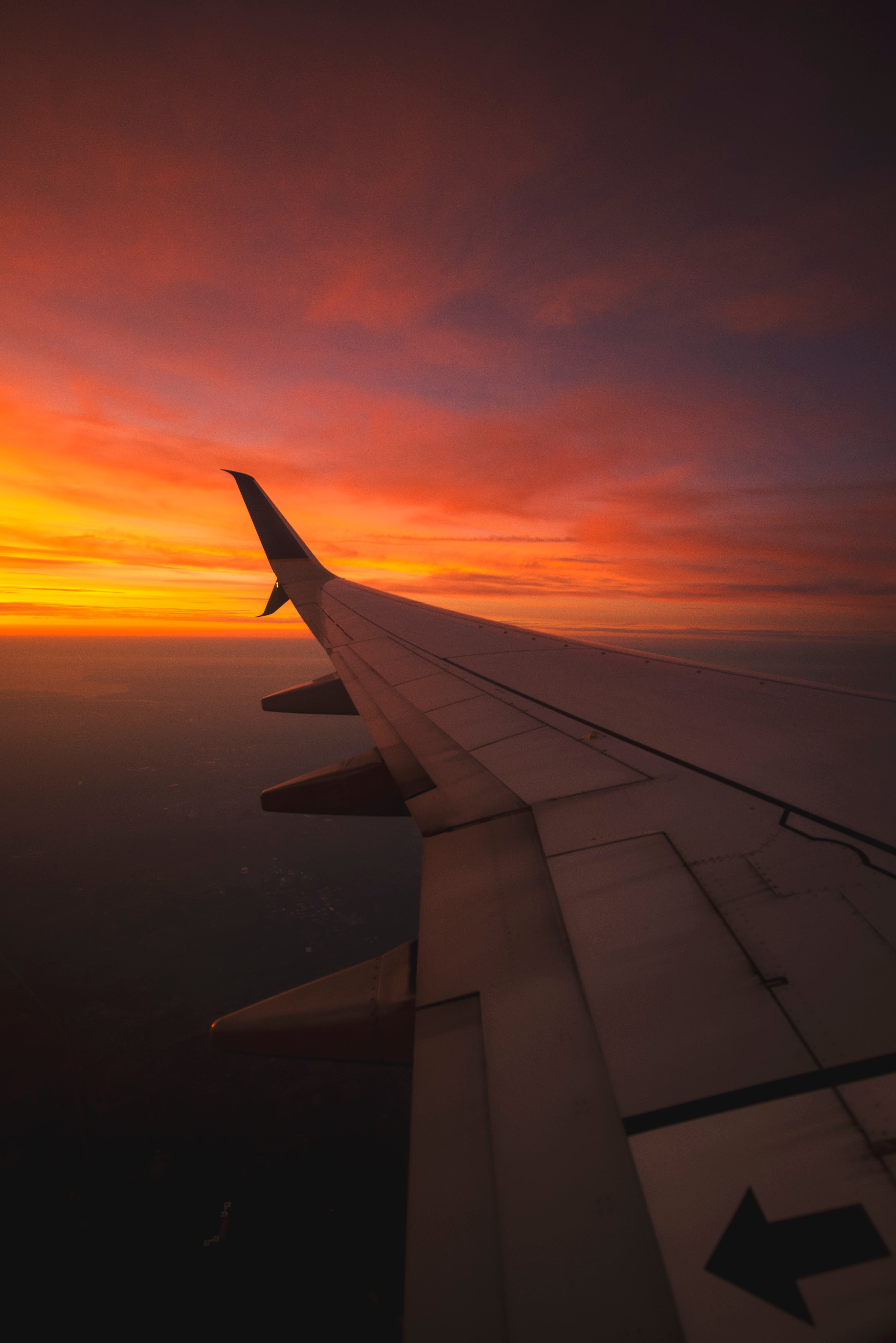 mode of transportation, travel, commercial airplane, aircraft wing, aerospace industry, cloud - sky, no people, outdoors, sunset, transportation, nature, Phone HD Wallpaper