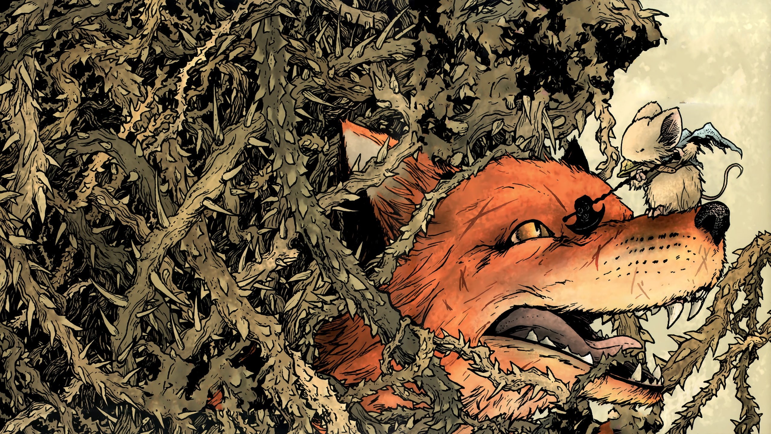 tree, paper, history, plant part, representation, pattern, plant, mice, Bushes, no people, growth, indoors, scars, fox, knight, text, creativity, art and craft, HD Wallpaper