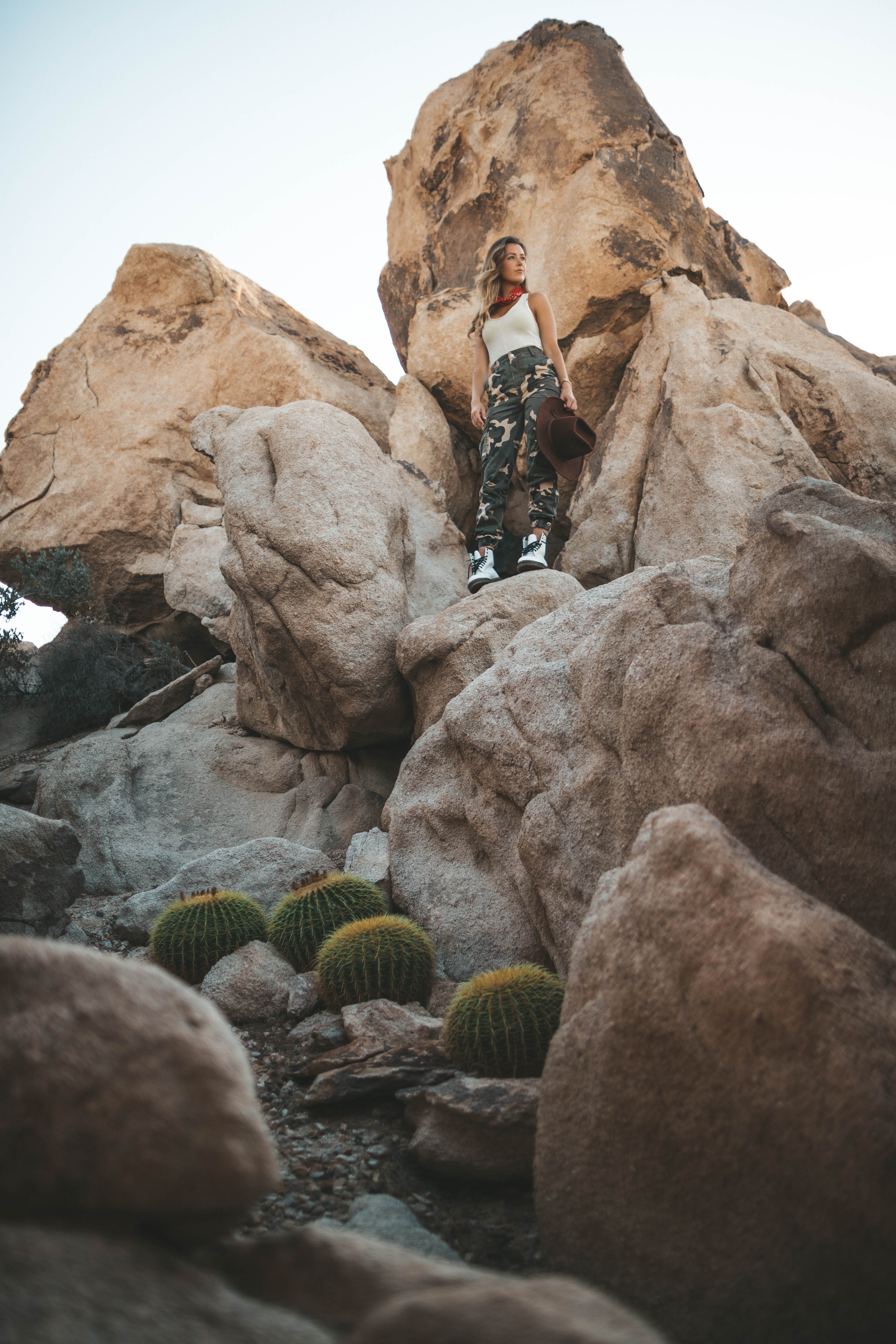 extreme Sports, cactus, day, healthy Lifestyle, cacti, men, exploration, female, joshua tree, one Person, camouflage, lady, style, real People, woman, sport, Phone HD Wallpaper