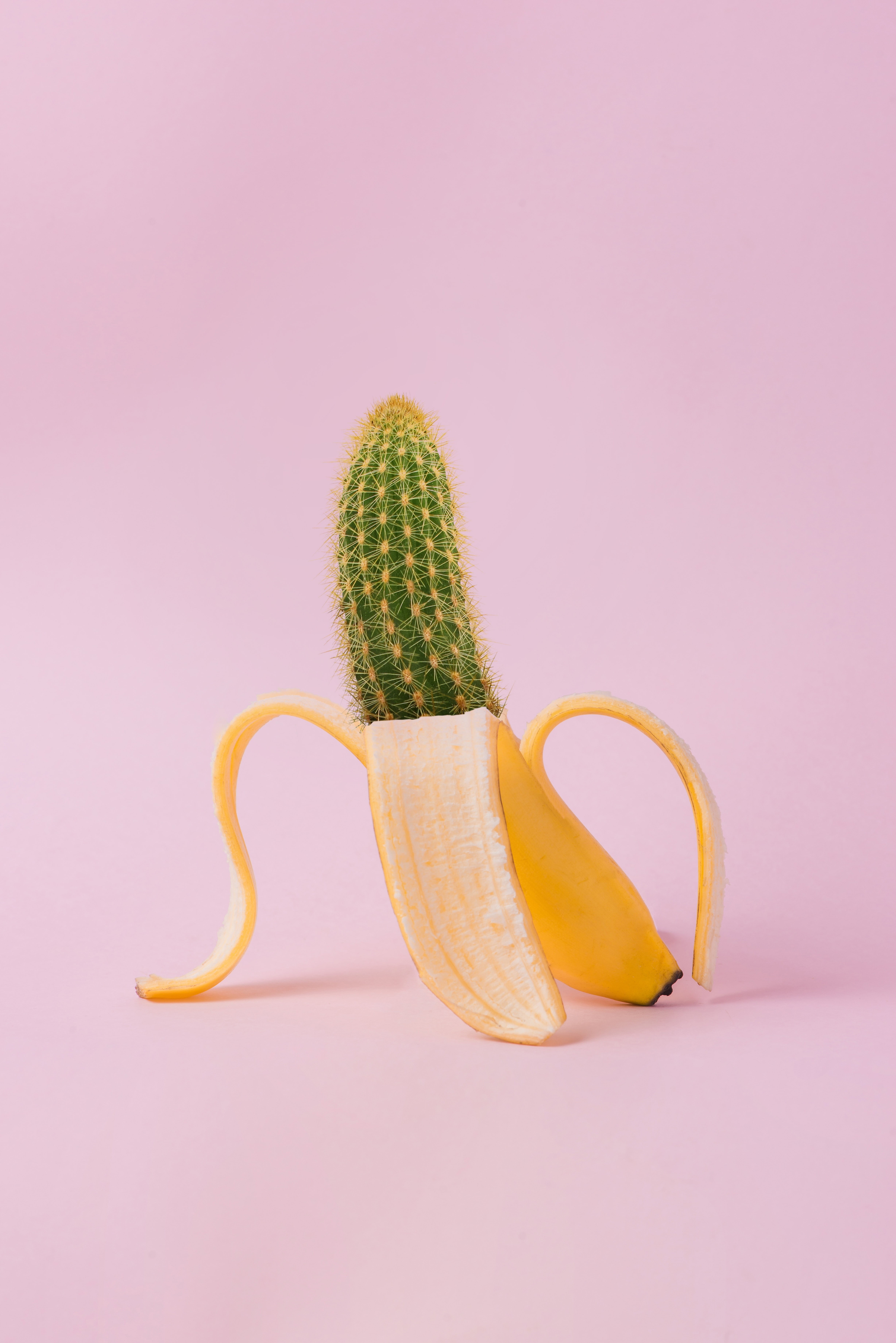 green, wellbeing, vegetable, cactus, nature, single Object, close-up, fruit, banana, yellow, tropical fruit, healthy eating, simplicity, freshness, colored background, Phone HD Wallpaper