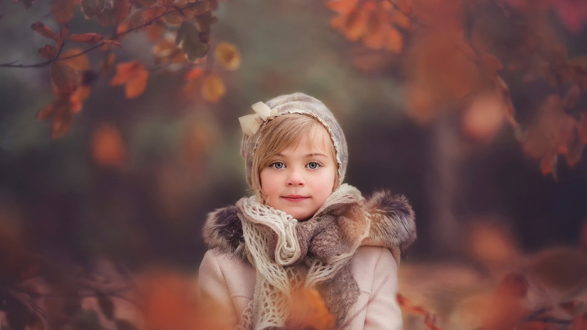 autumn, hair, childhood, portrait, 1080P, change, children, outdoors, one person, hairstyle, innocence, little girl, blond hair, headshot, leaf, offspring, HD Wallpaper