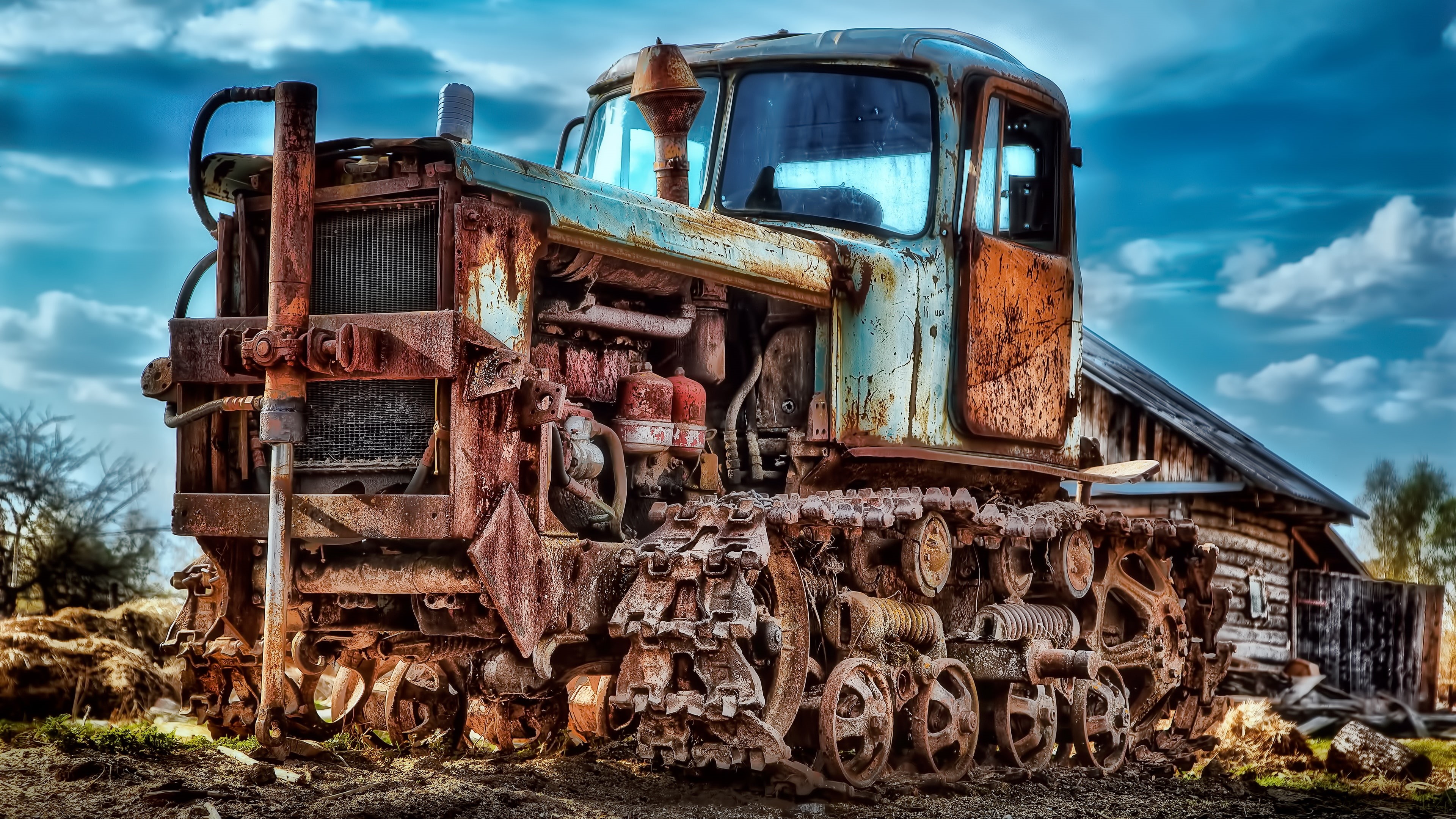 rust, tracked, wreck, old, abandoned, vehicle, scrap, 4K, bulldozer, HD Wallpaper