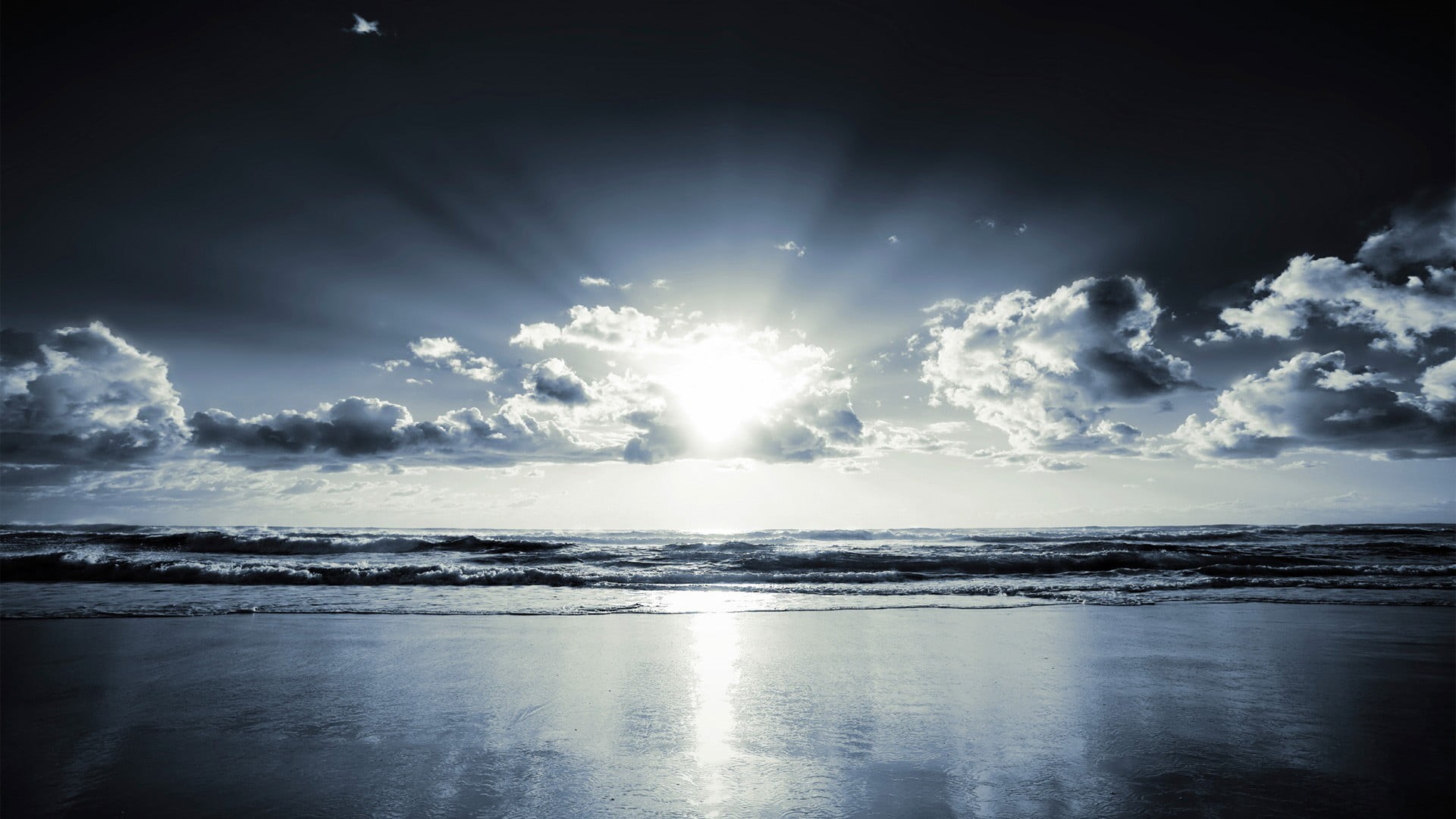gray, tranquility, cloud - sky, cloudscape, scenics - nature, beauty in nature, sun, horizon over water, 1080P, dramatic sky, outdoors, tranquil scene, HD Wallpaper