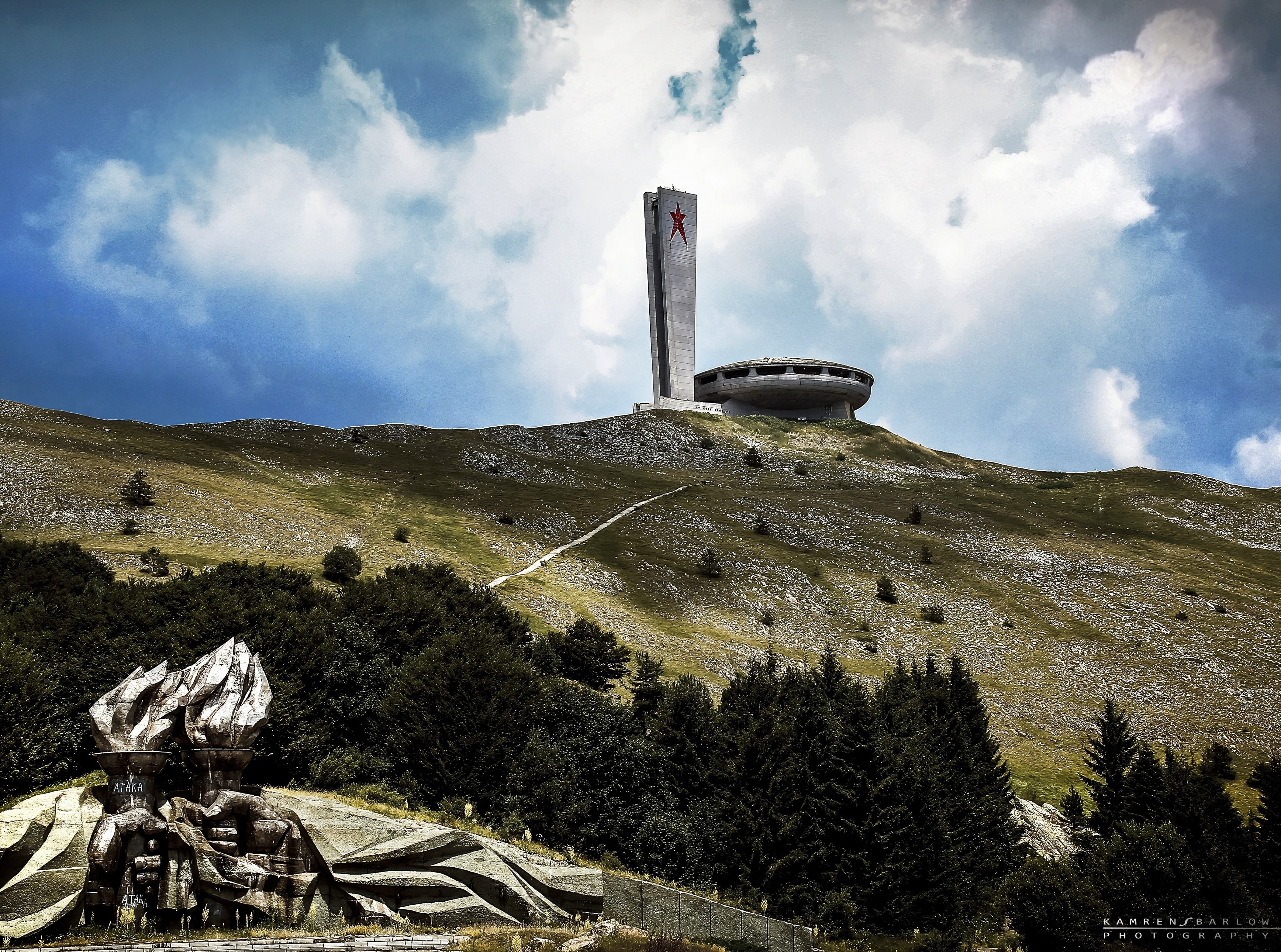 shipka, building exterior, scenics - nature, brutalist, Star, no people, buzludzha, built structure, Ruins, land, Communist, socialist, cloud - sky, Battle, HD Wallpaper