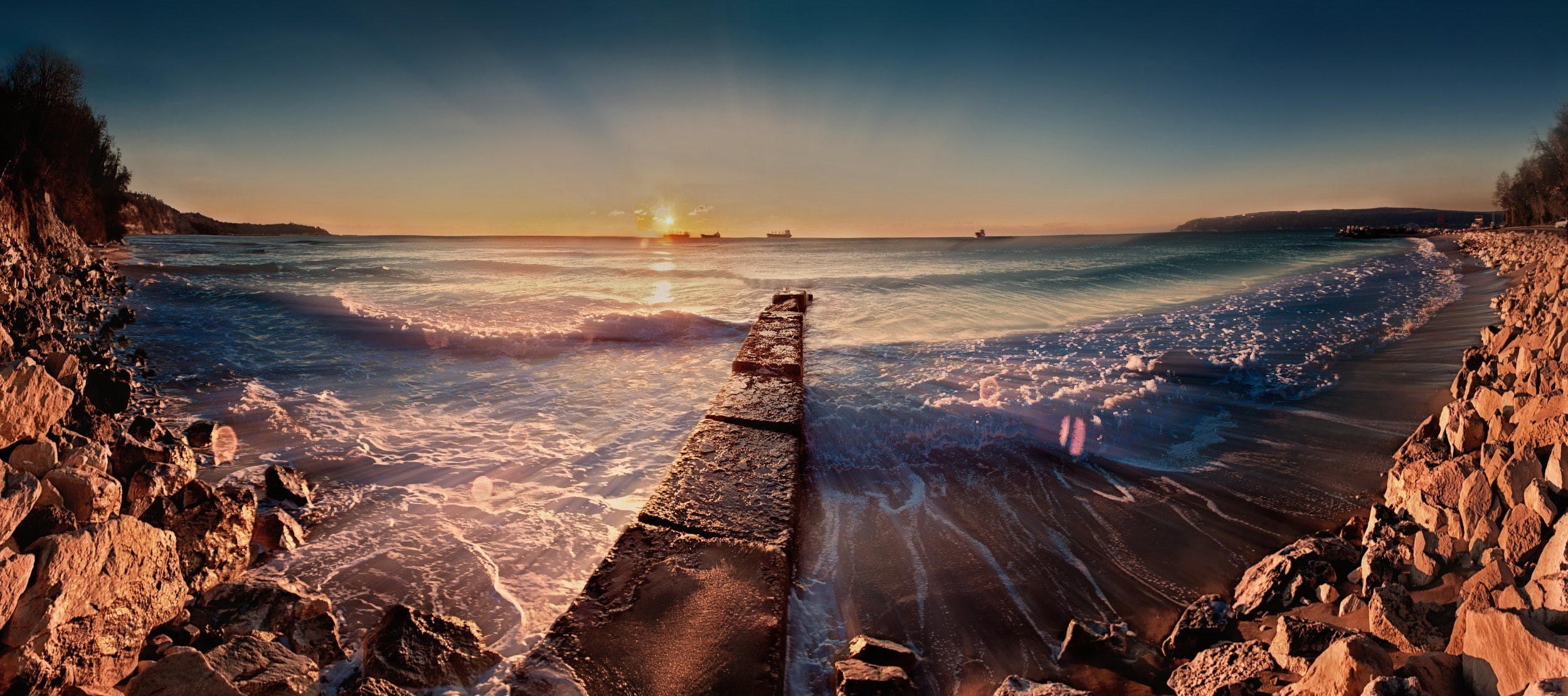 rock, sky, coast, tranquility, sunset, Bulgaria, outdoors, horizon over water, wave, beach, beauty in nature, scenics - nature, motion, solid, rock - object, HD Wallpaper