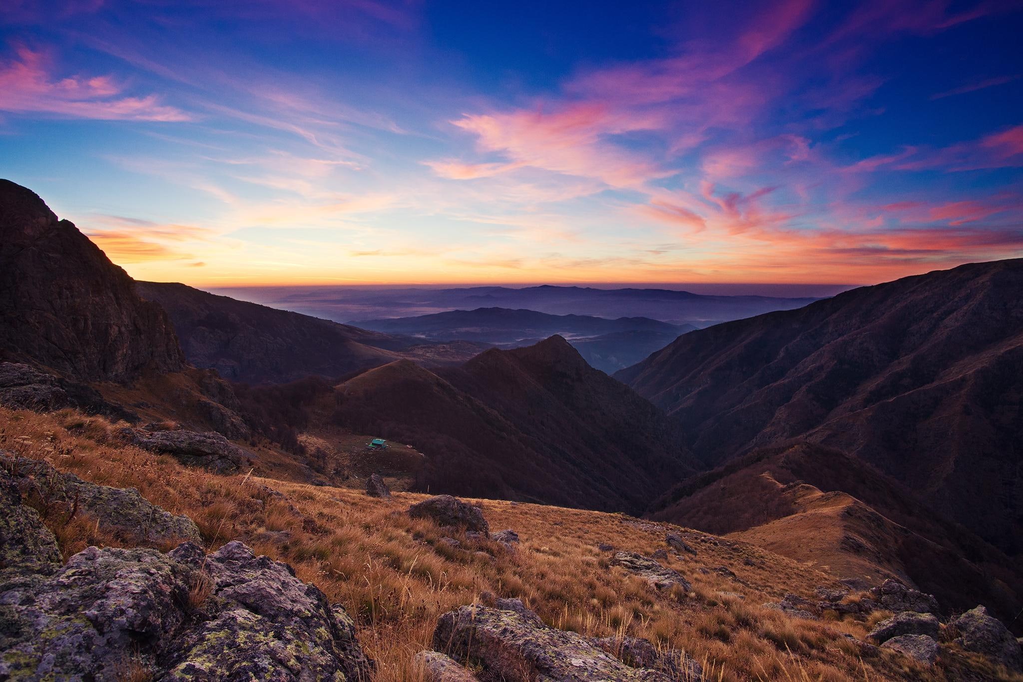 sky, range, balkans, 1080P, mountains, mountain, bulgaria, sunset, HD Wallpaper