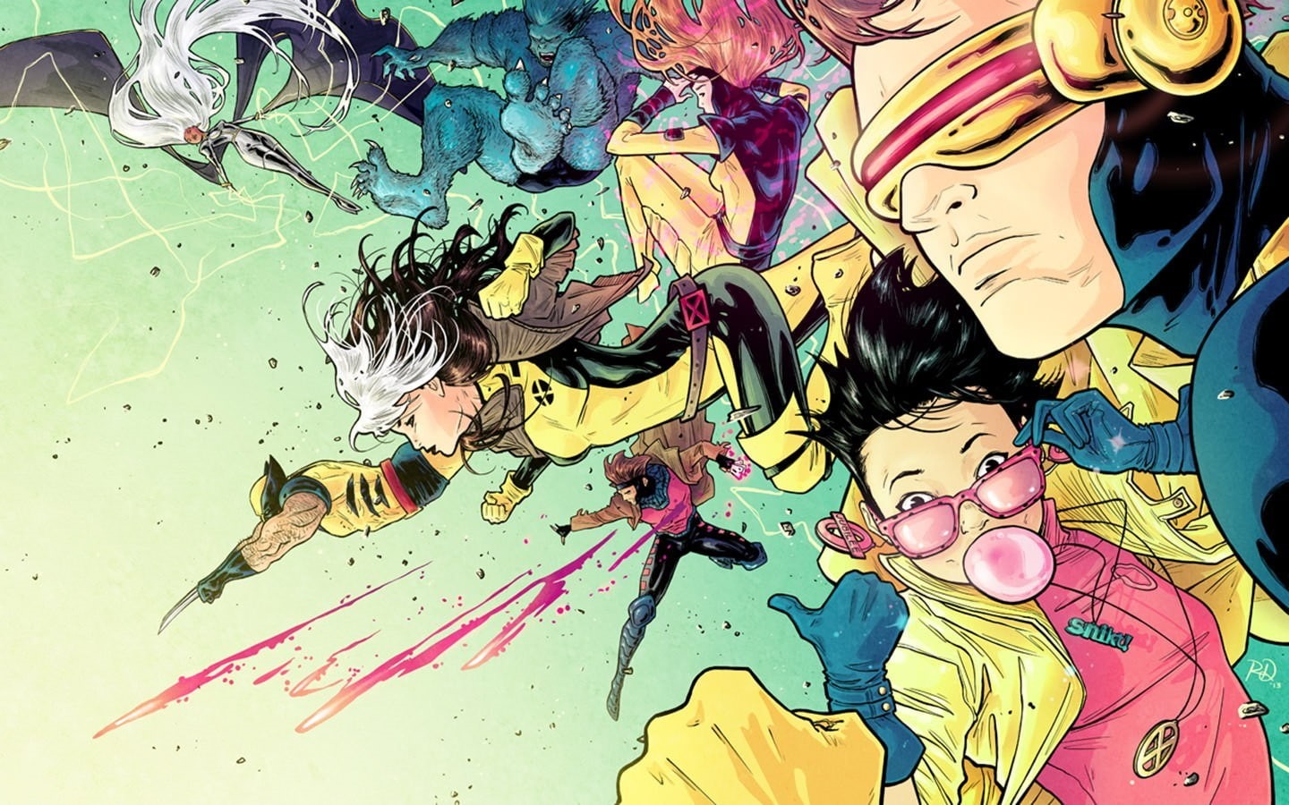 wolverine jubilee ororo monroe jean grey beast character x men marvel comics rouge cyclops gambit cartoon 90s, representation, child, full frame, young women, HD Wallpaper