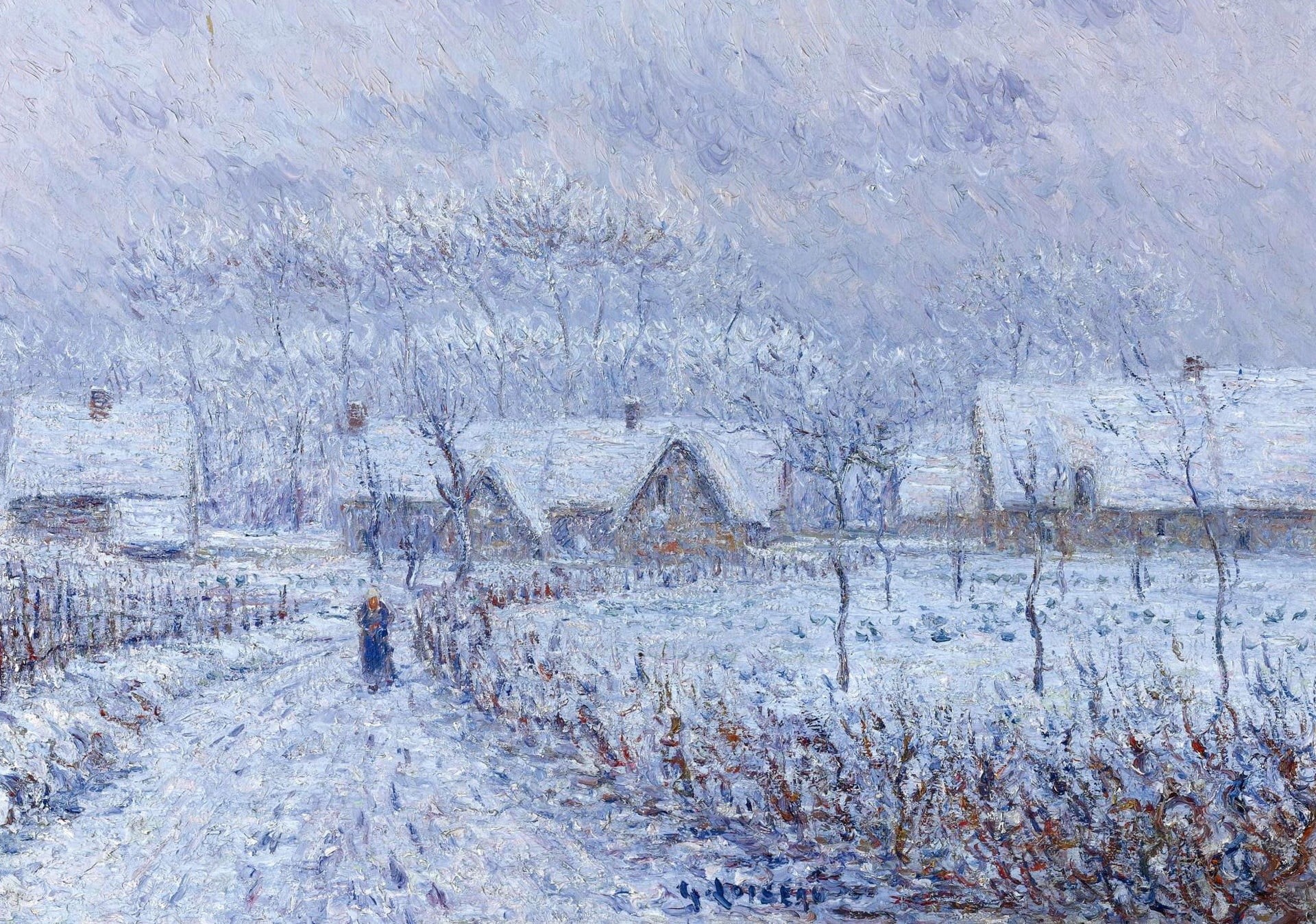 Gustave Loiseau, classic art, field, snow, plant, cold temperature, day, no people, outdoors, landscape, non-urban scene, tree, scenics - nature, environment, HD Wallpaper