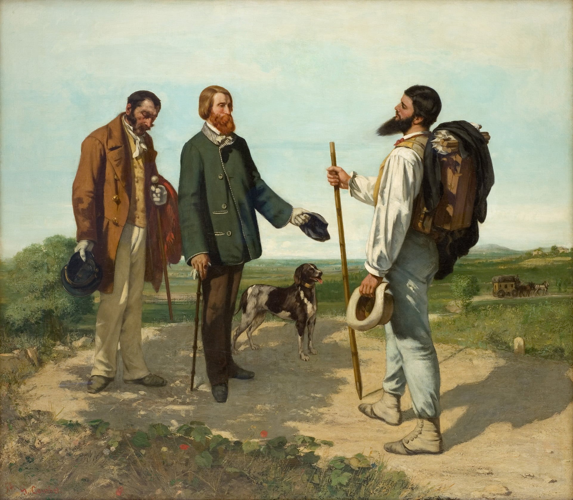 smiling, mammal, Gustave Courbet, vertebrate, one animal, pets, standing, domestic, adult, young men, full length, young adult, domestic animals, couple - relationship, HD Wallpaper