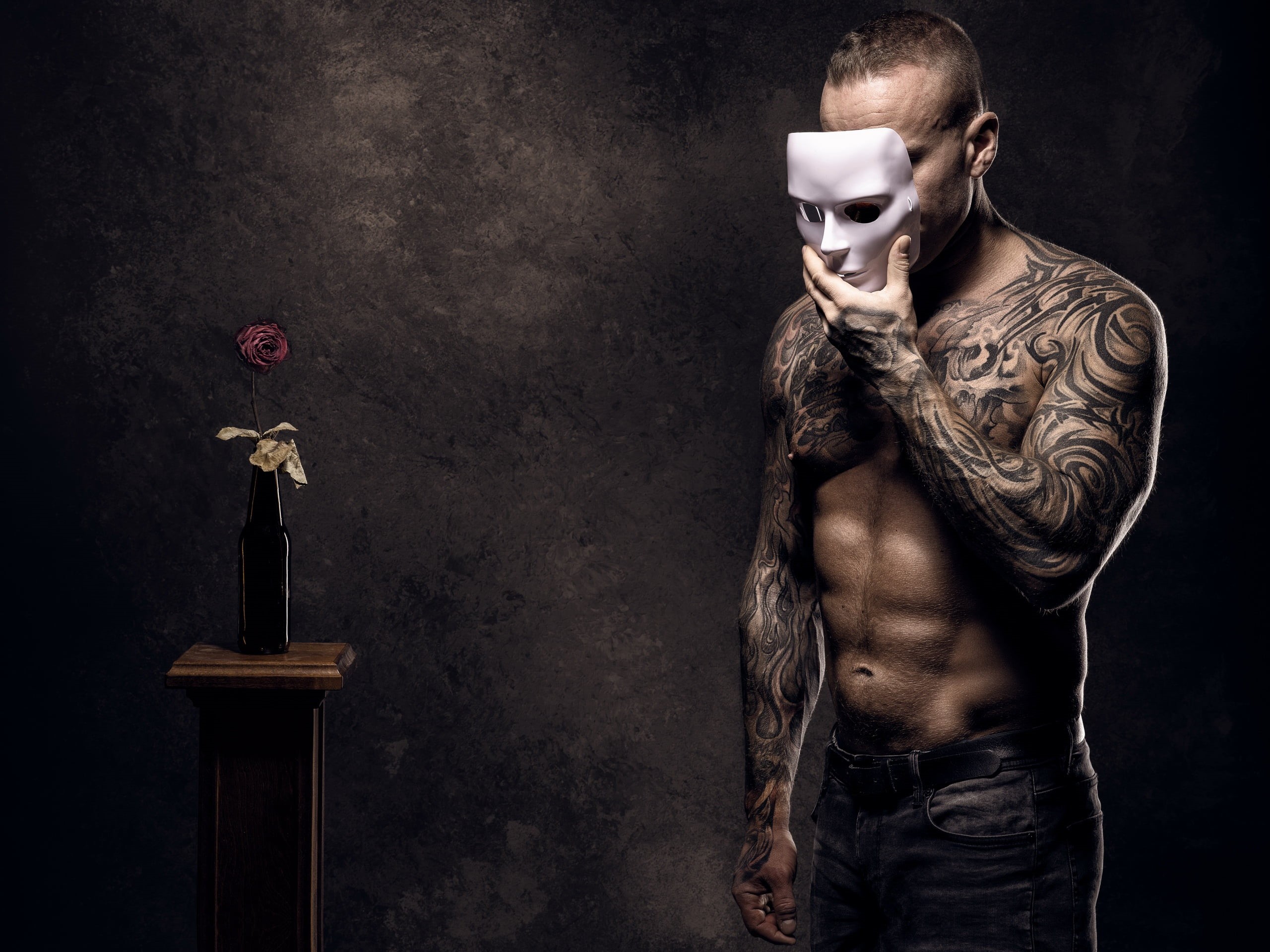 Tattoo, Men, 2K, Man, Model, Mask, HD Wallpaper
