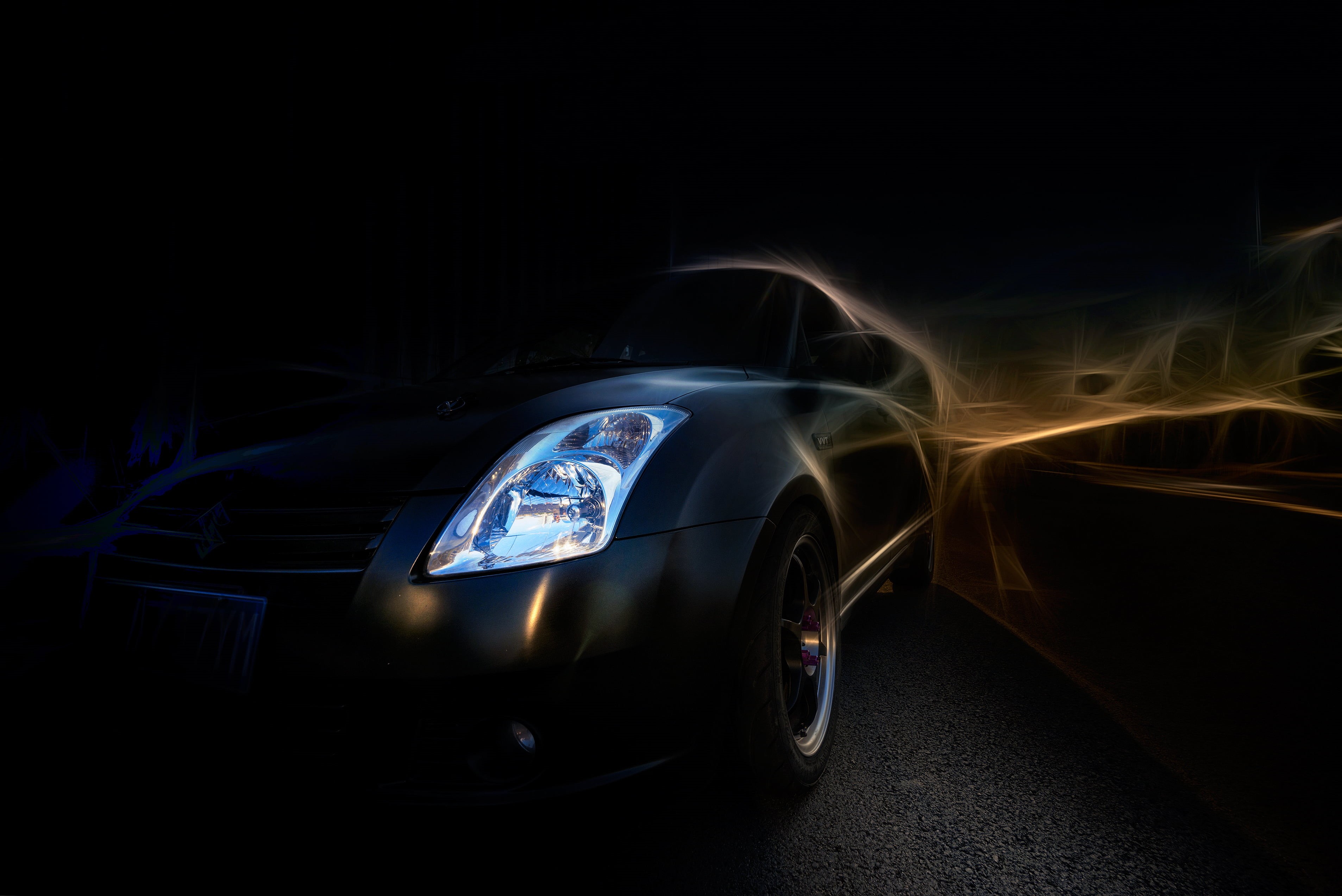 pavements, black anno 19, Shockabuki, car, fire, 2K, hot red, HD Wallpaper