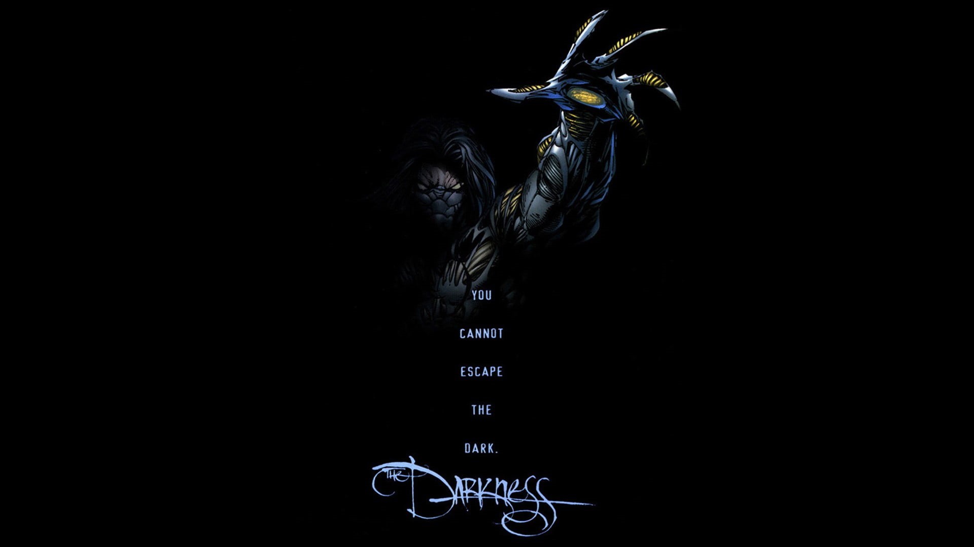 Top Cow, typography, western script, one animal, digital, animals in the wild, no people, black background, close-up, animal wildlife, Jackie Estacado, HD Wallpaper