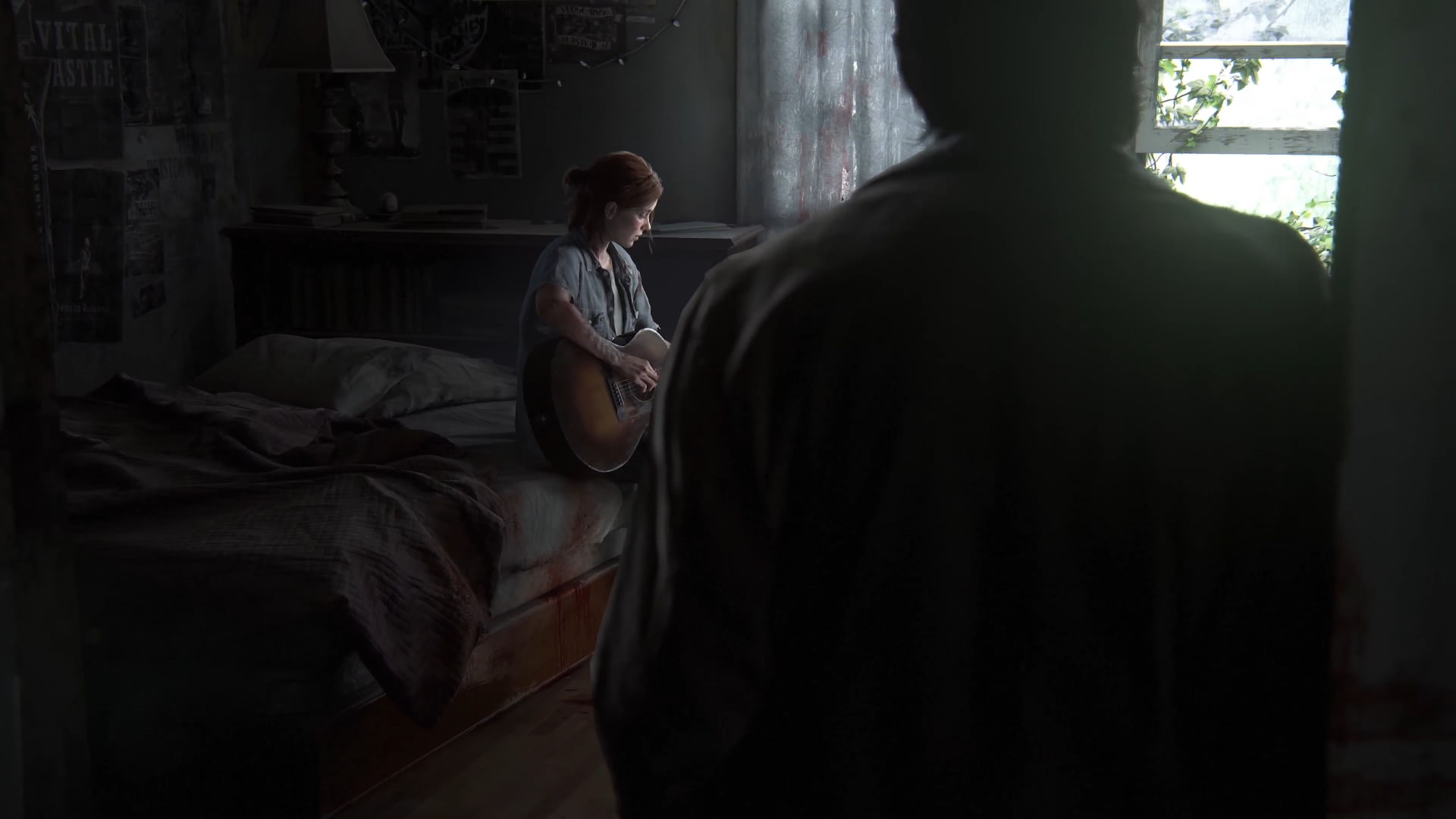 lifestyles, indoors, dark, 1080P, bed, rear view, women, home interior, Ellie, furniture, bedroom, The Last of Us 2, people, The Last of Us Part 2, real people, HD Wallpaper