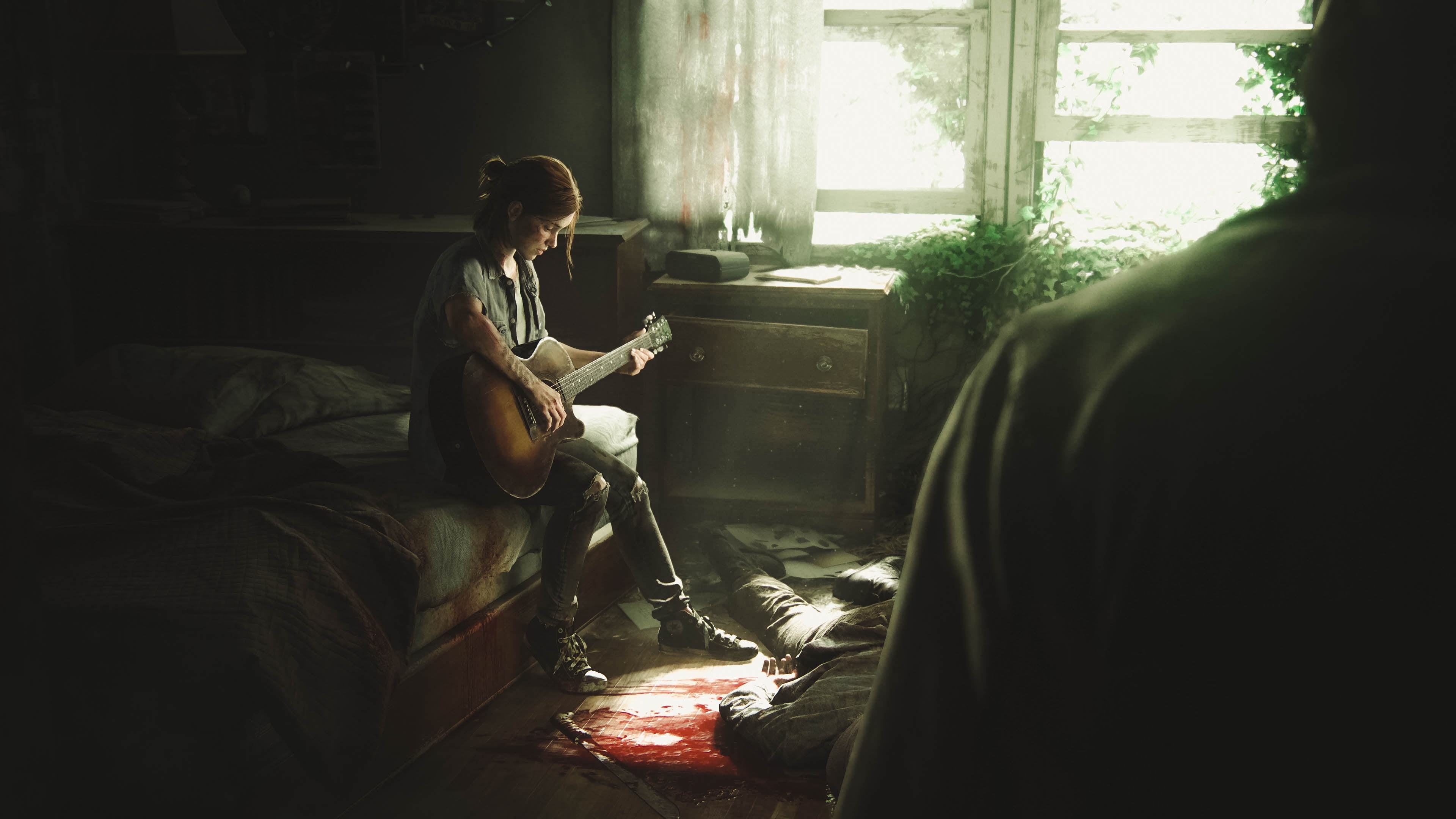 side view, women, the last of us part 2, 4k, relaxation, domestic room, 2017 games, casual clothing, furniture, young women, hd, the last of us, publication, HD Wallpaper