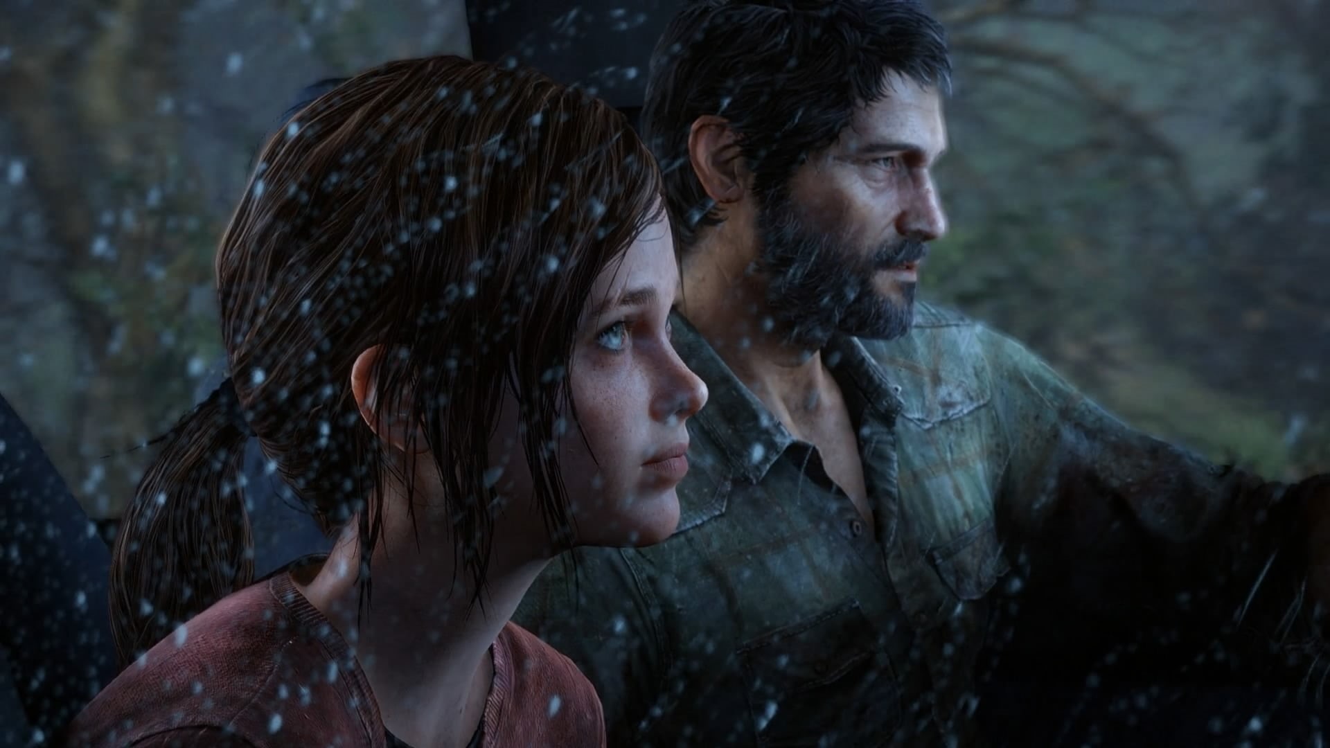 hairstyle, 1080P, mid adult, the last of us, hd, women, adult, looking, water, portrait, two people, headshot, young adult, 2017 games, rain, contemplation, HD Wallpaper
