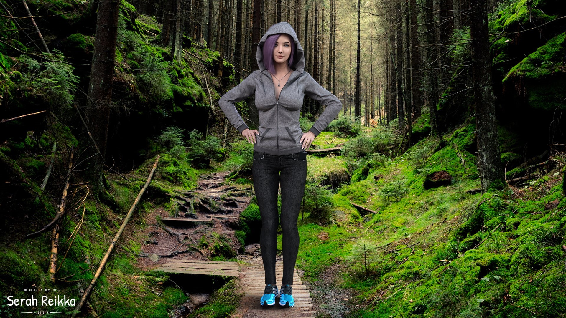 adventure, journey, footpath, beautiful woman, black Color, green Color, casual clothing, women, beauty In Nature, people, young Adult, fashion, 3d design, HD Wallpaper